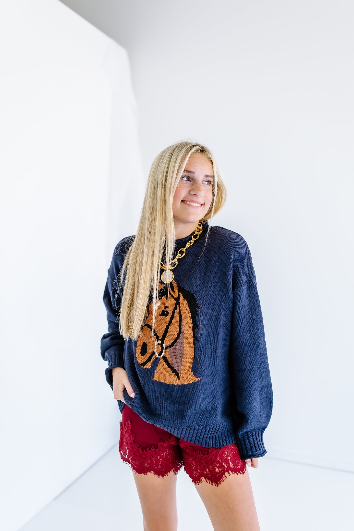 HORSES IN THE BACK GRAPHIC SWEATER