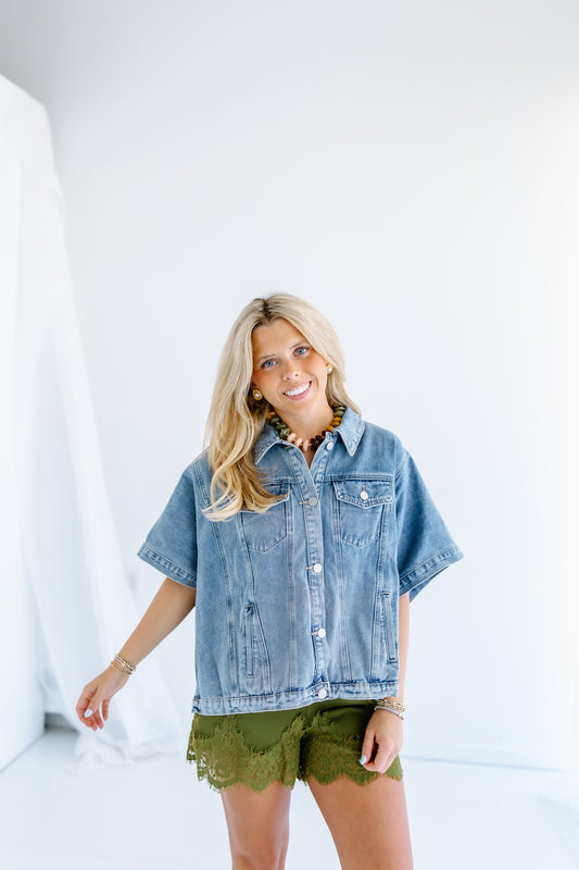 DENIM CAPE JACKET