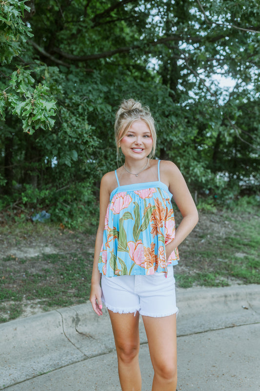 WATERCOLOR BLOOM FLORAL PRINT TOP