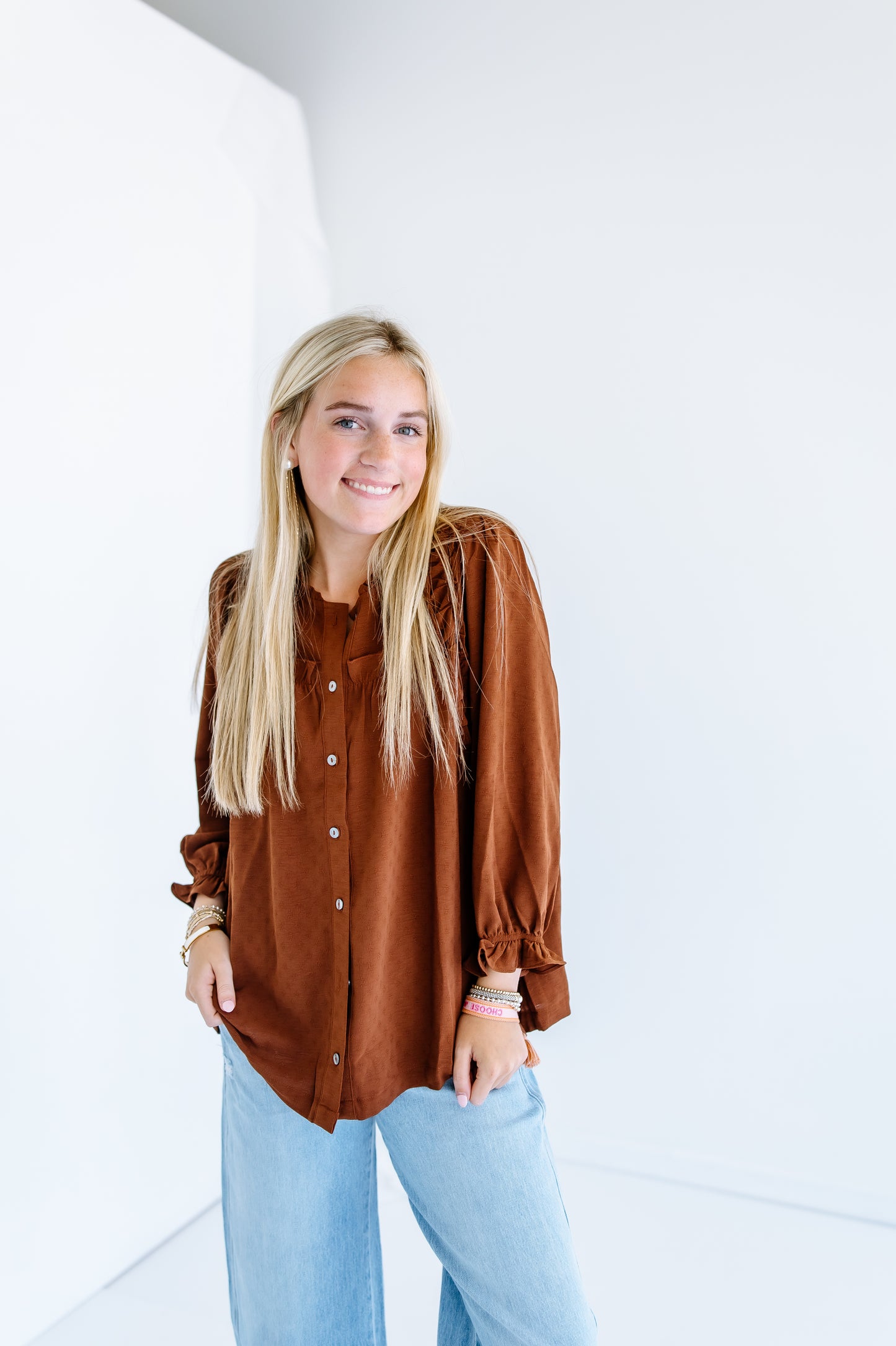 WISH YOU WELL RUFFLE BLOUSE