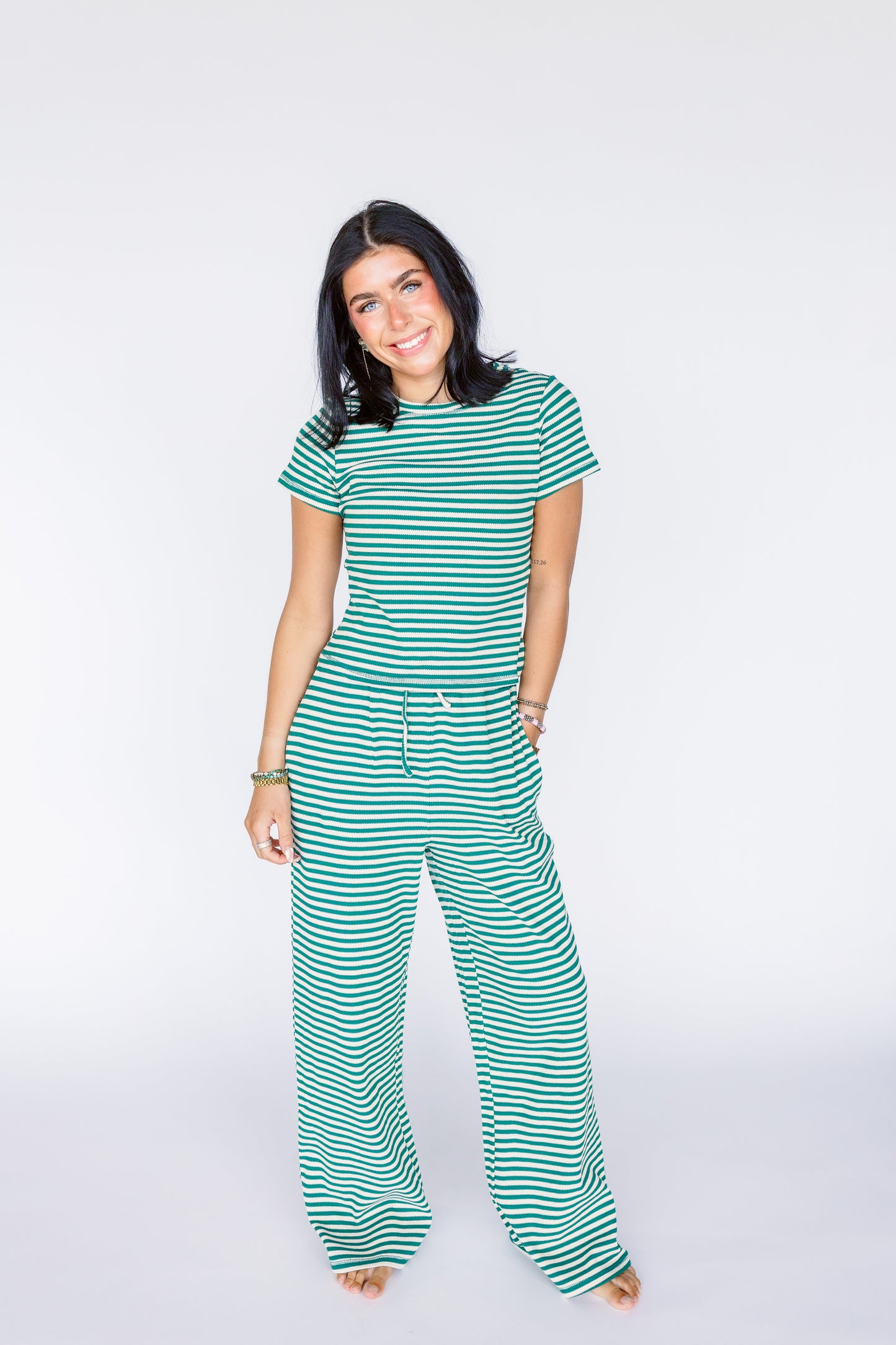 EVEN IF RIB STRIPED TEE SET