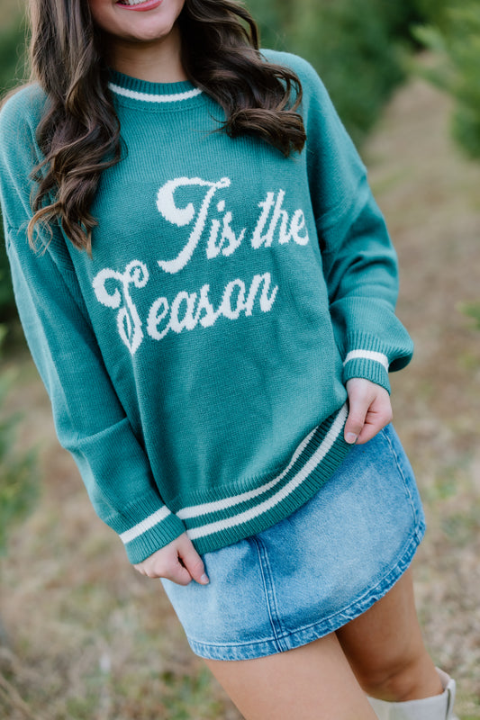 TIS THE SEASON STRIPE SWEATER