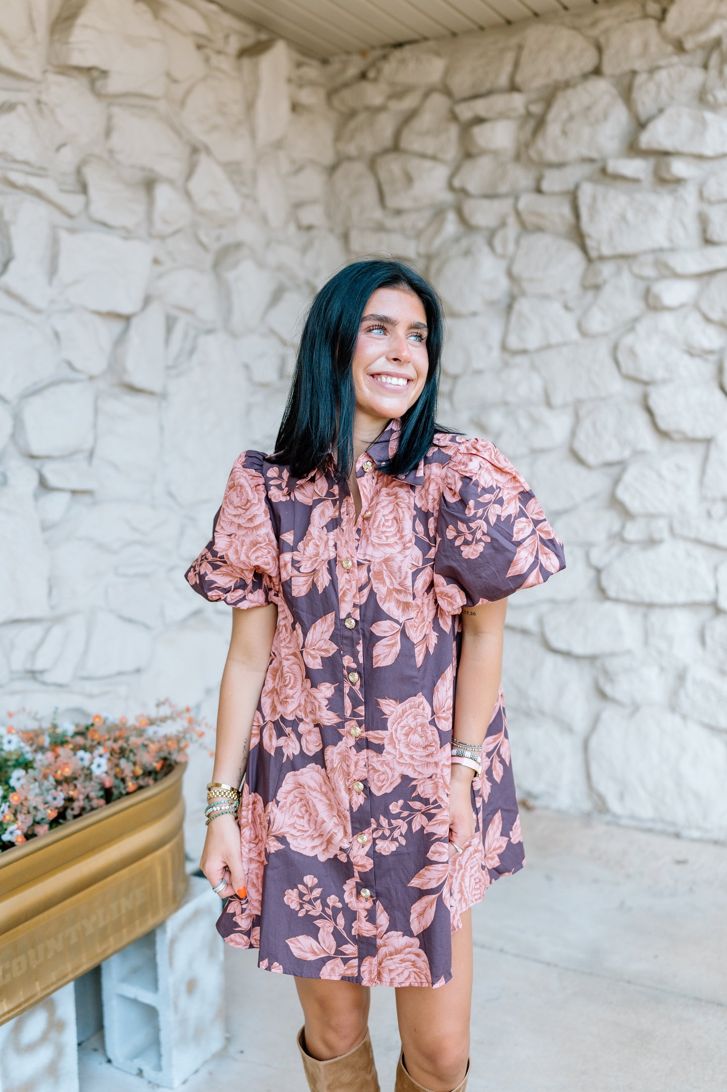 IAN PUFF SLEEVE MINI DRESS