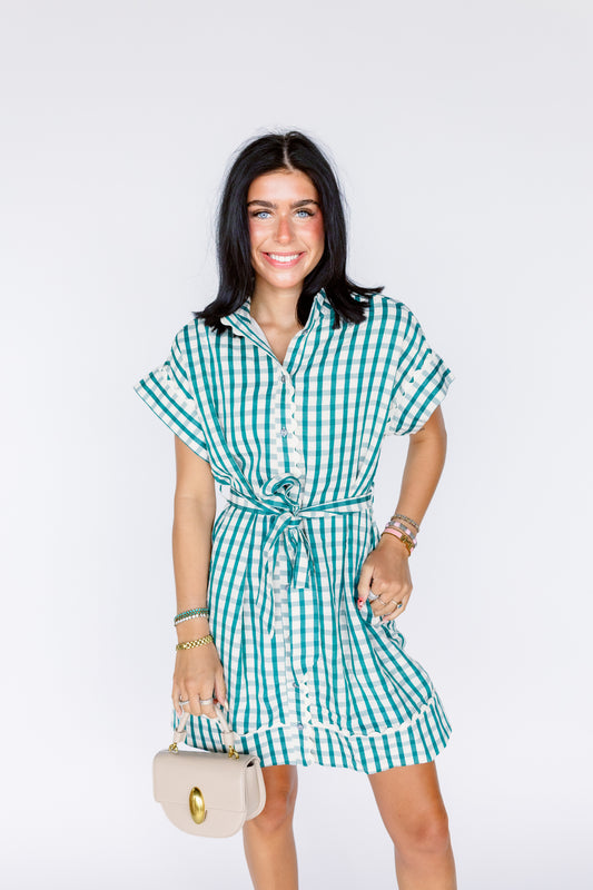 HAD SOME HELP GINGHAM COLLARED MINI DRESS