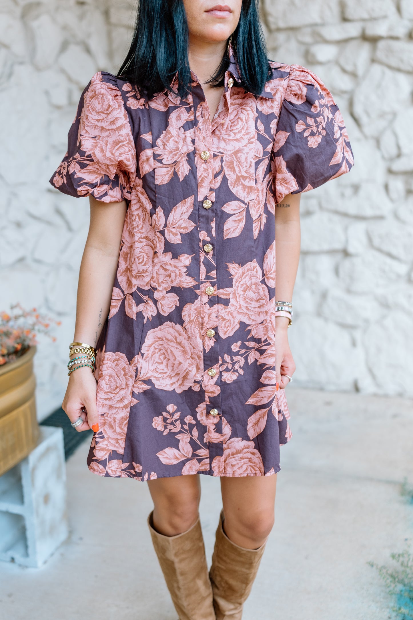 IAN PUFF SLEEVE MINI DRESS