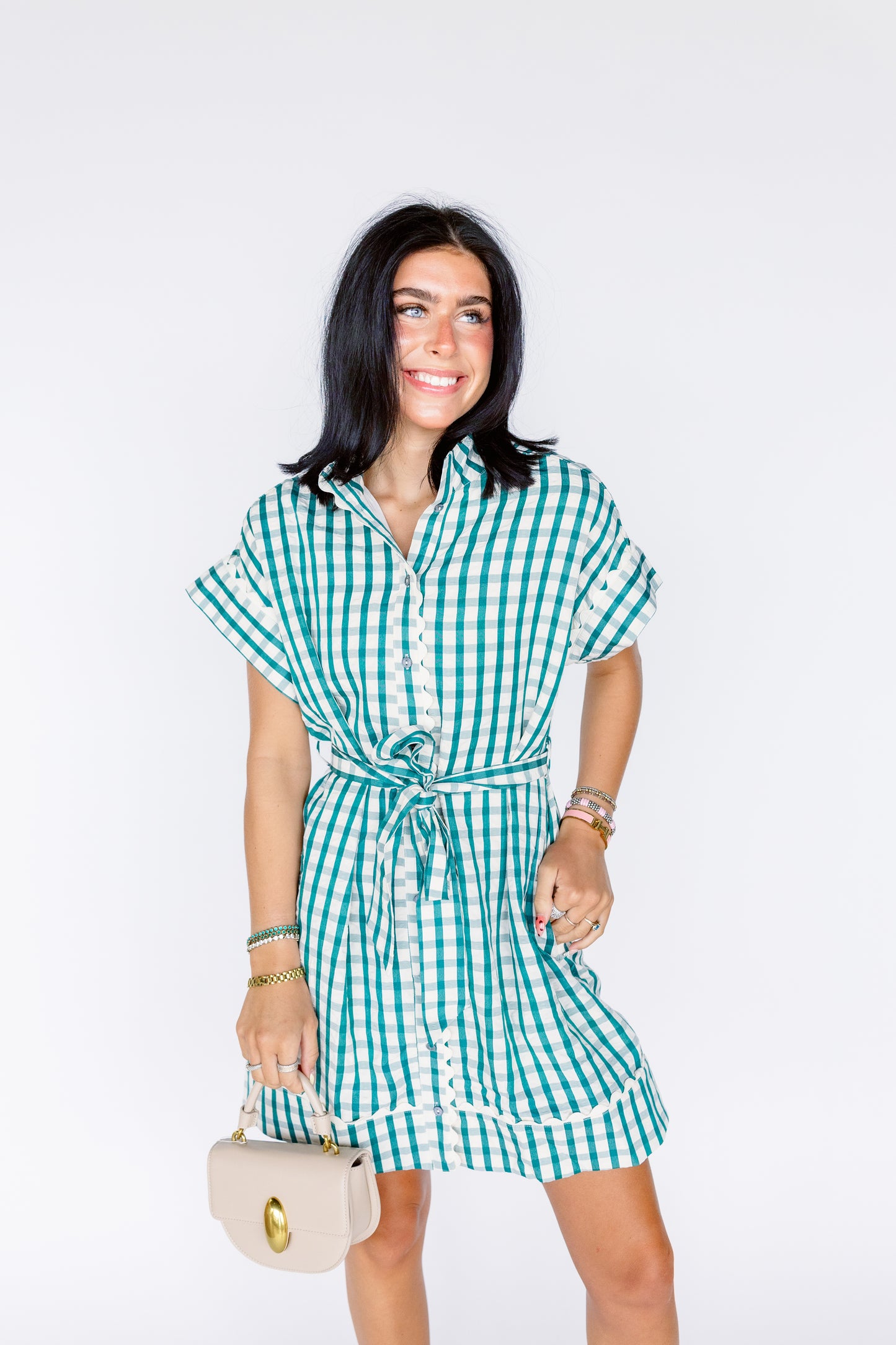 HAD SOME HELP GINGHAM COLLARED MINI DRESS