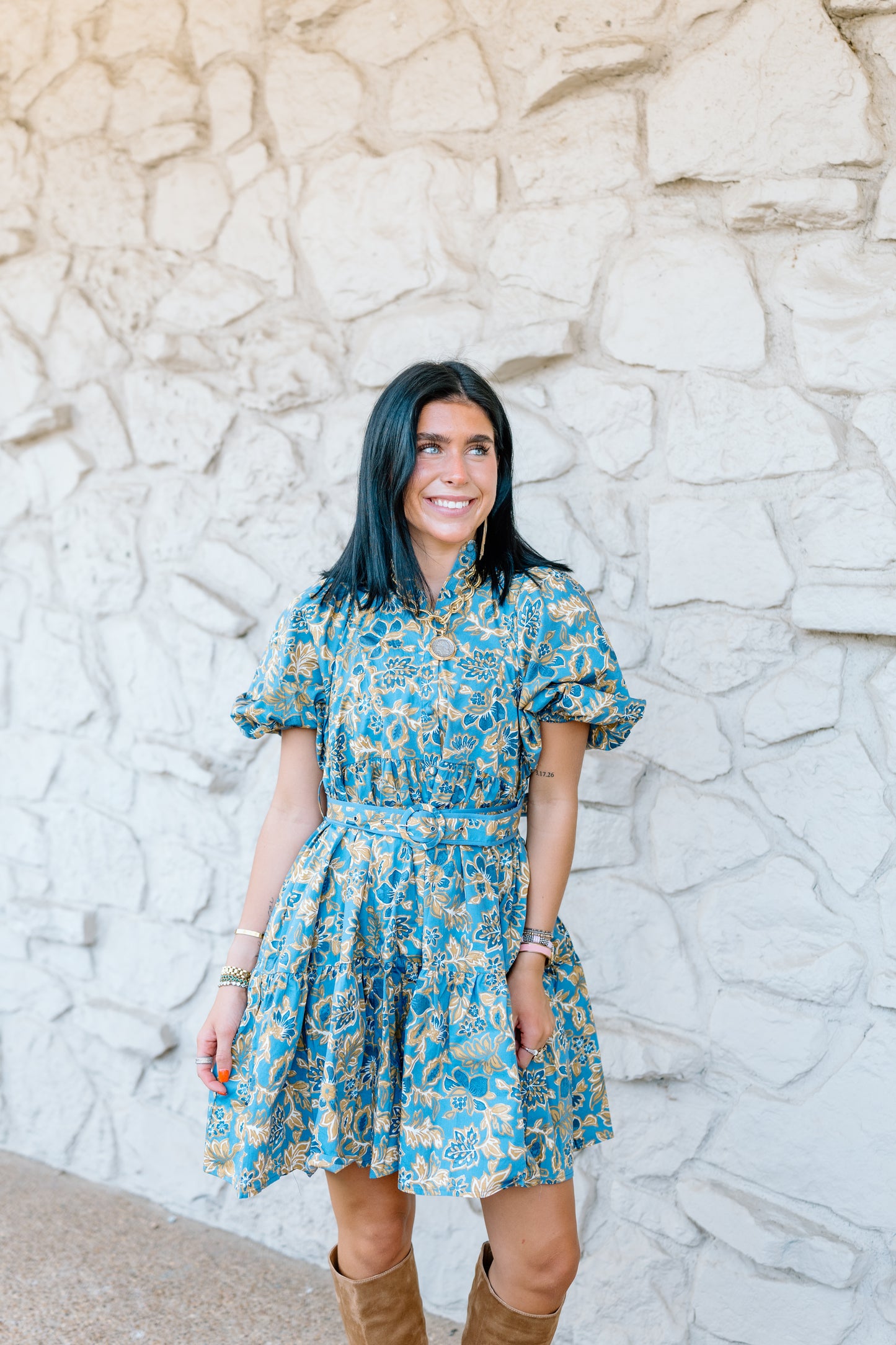 MABEL TIE FRONT FLORAL MINI DRESS