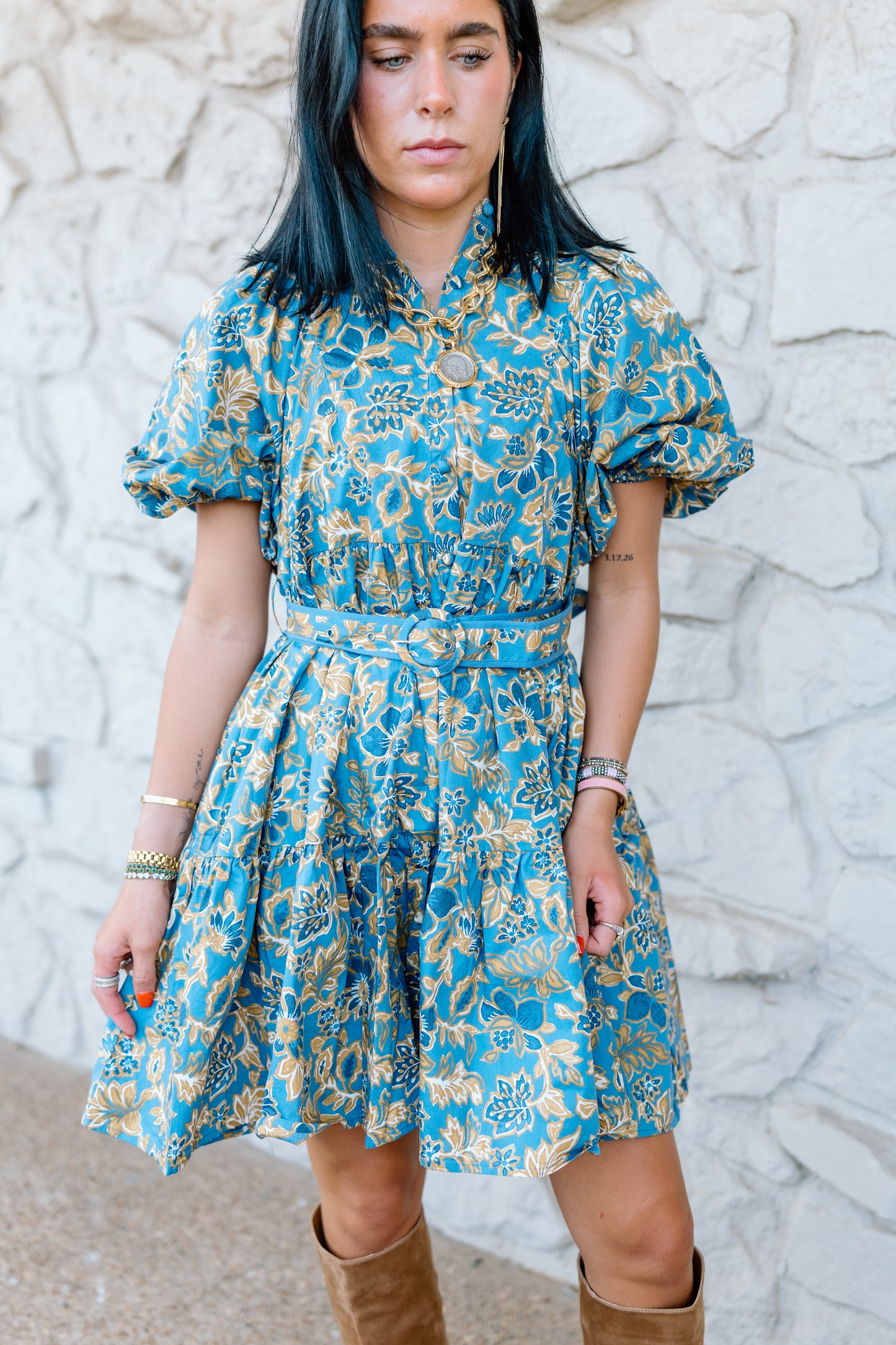 MABEL TIE FRONT FLORAL MINI DRESS