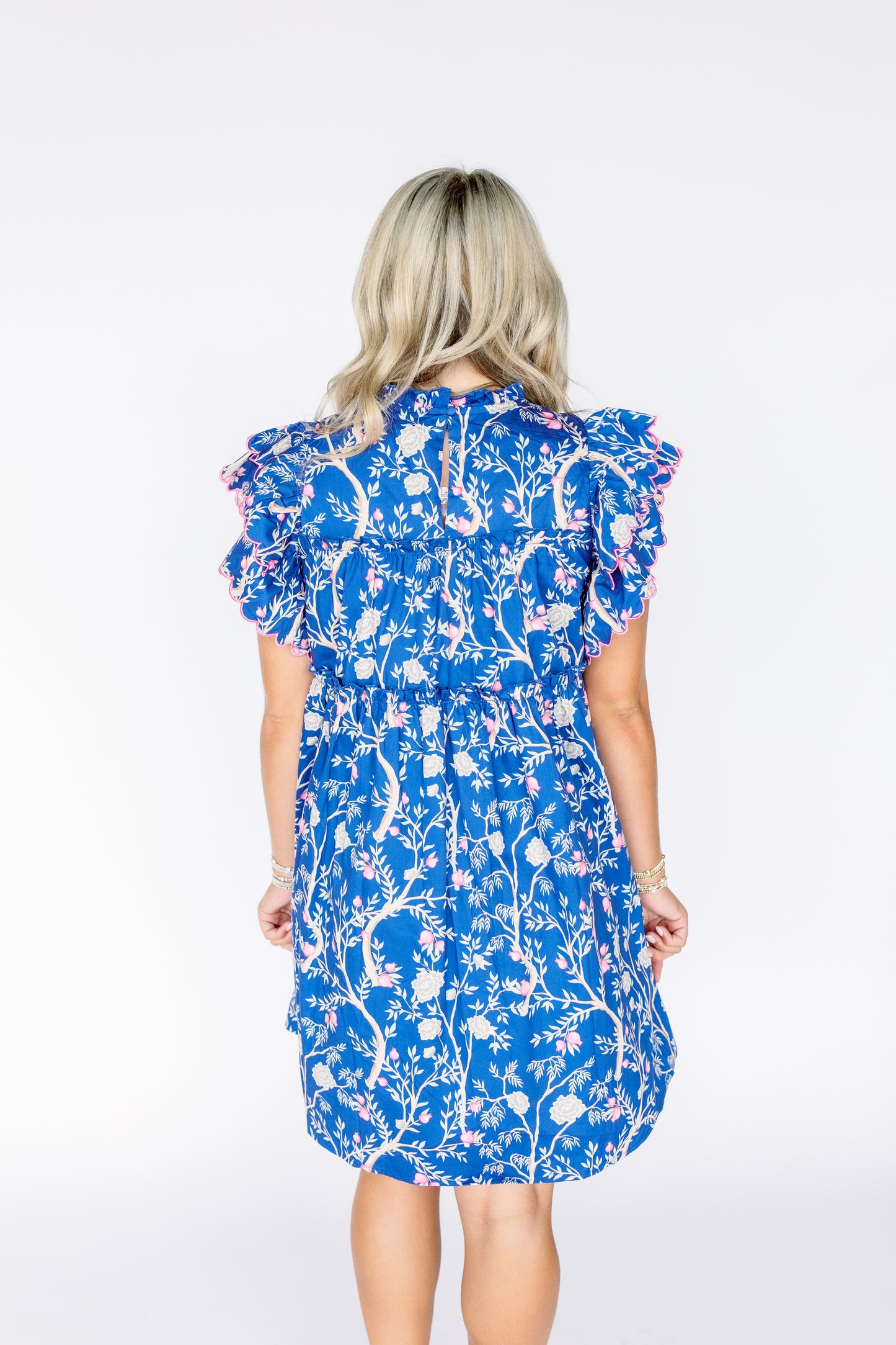 NO DOUBT RUFFLE FLORAL MINI DRESS