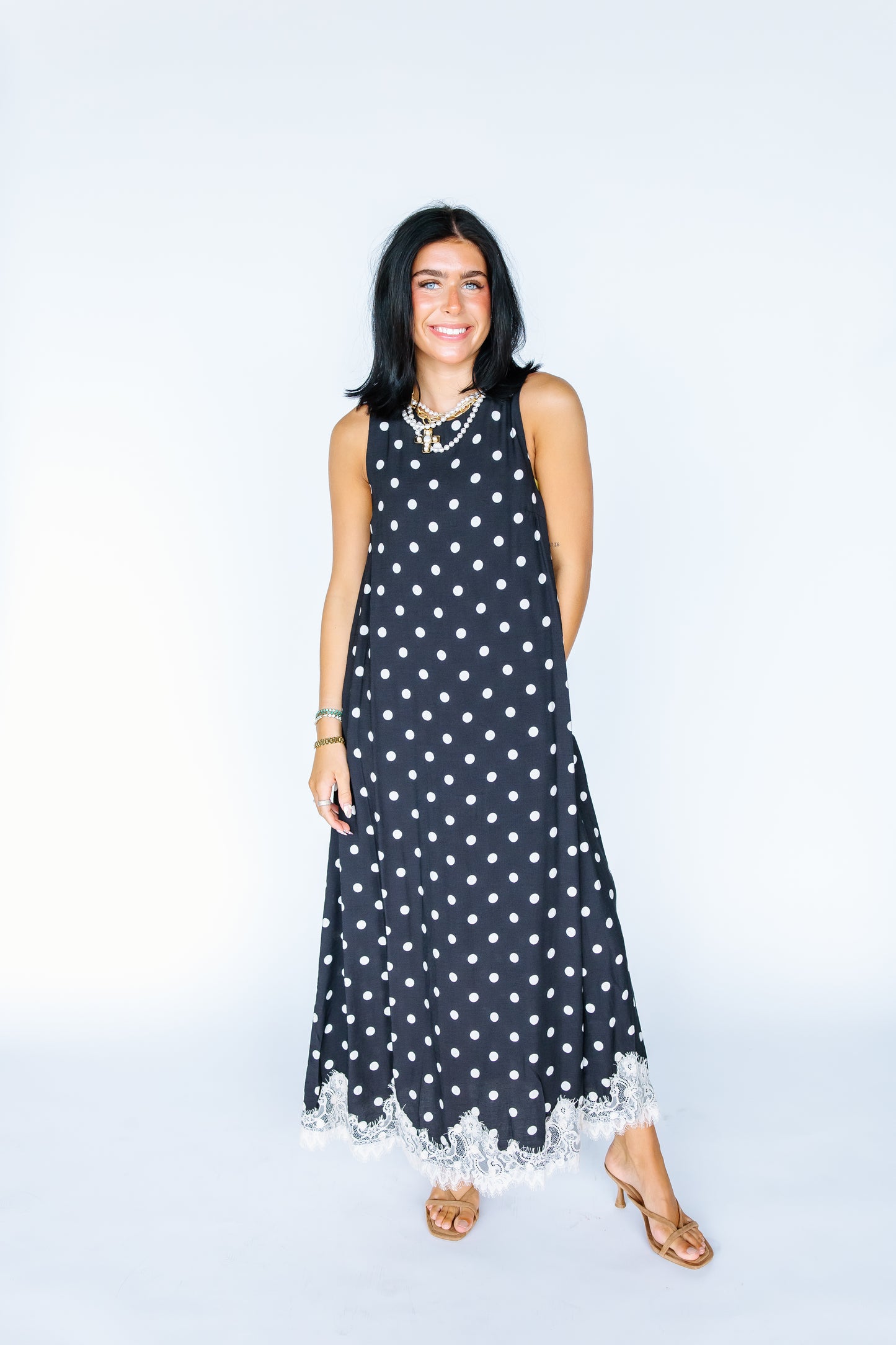 EVERY FEELING POLKA DOT LACE DRESS- 2 COLORS