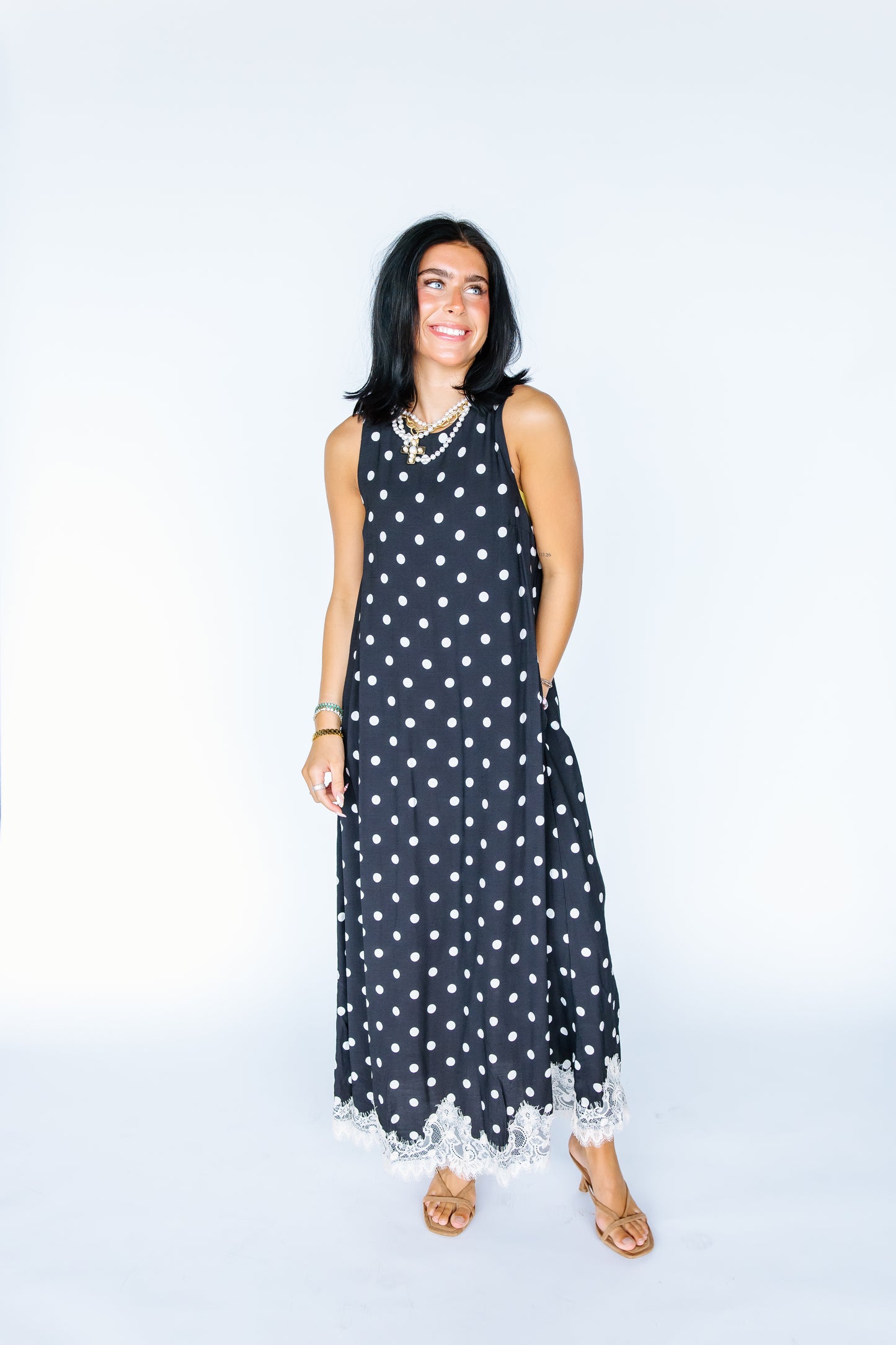EVERY FEELING POLKA DOT LACE DRESS- 2 COLORS