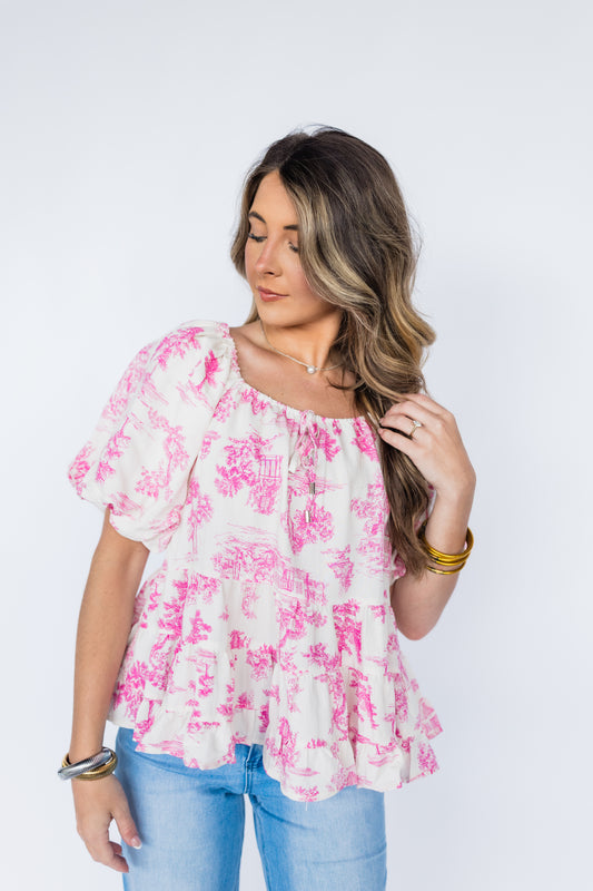IN PARIS TIERED BLOUSE TOP