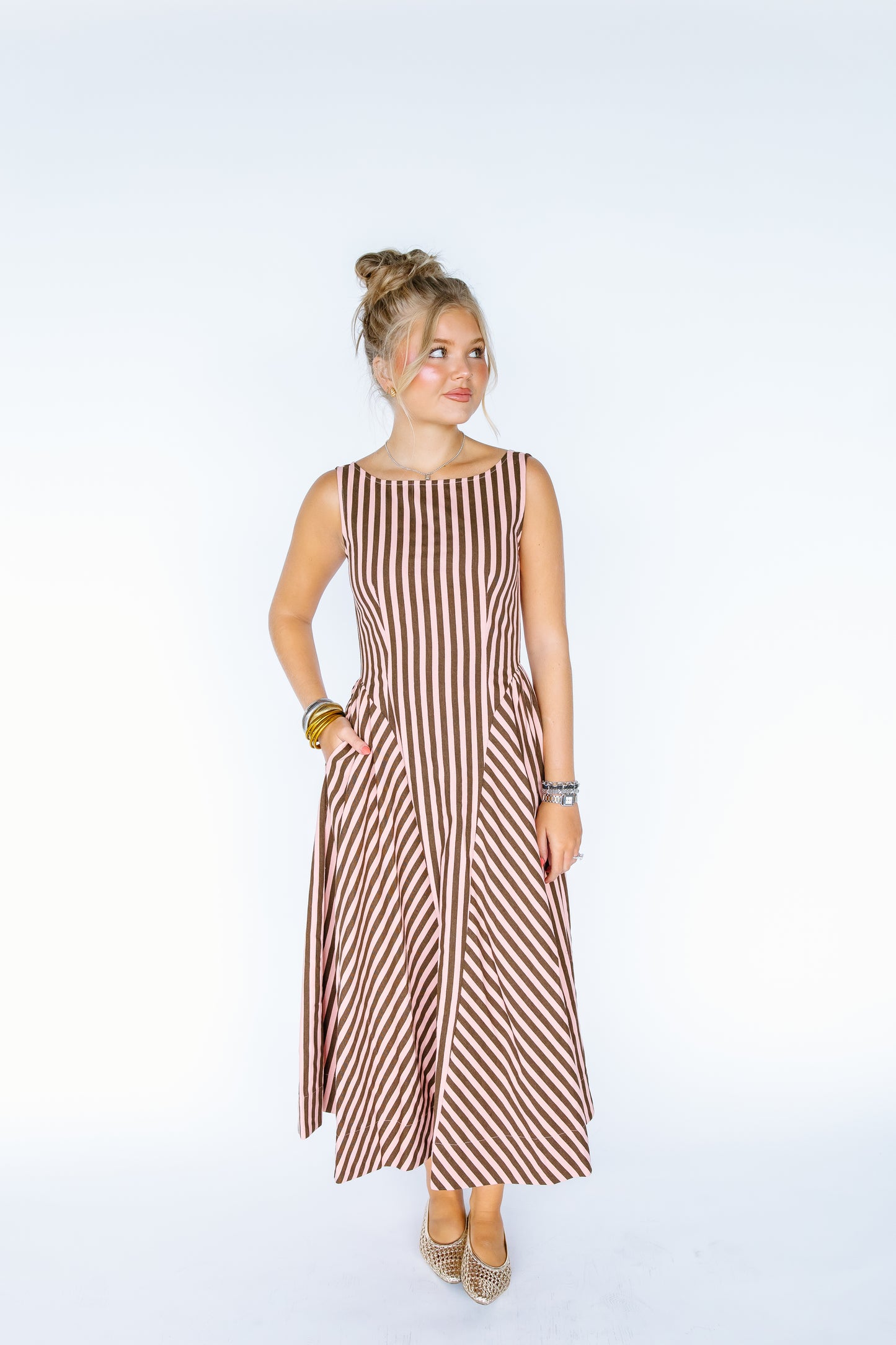 COCOA STRIPE MAXI DRESS