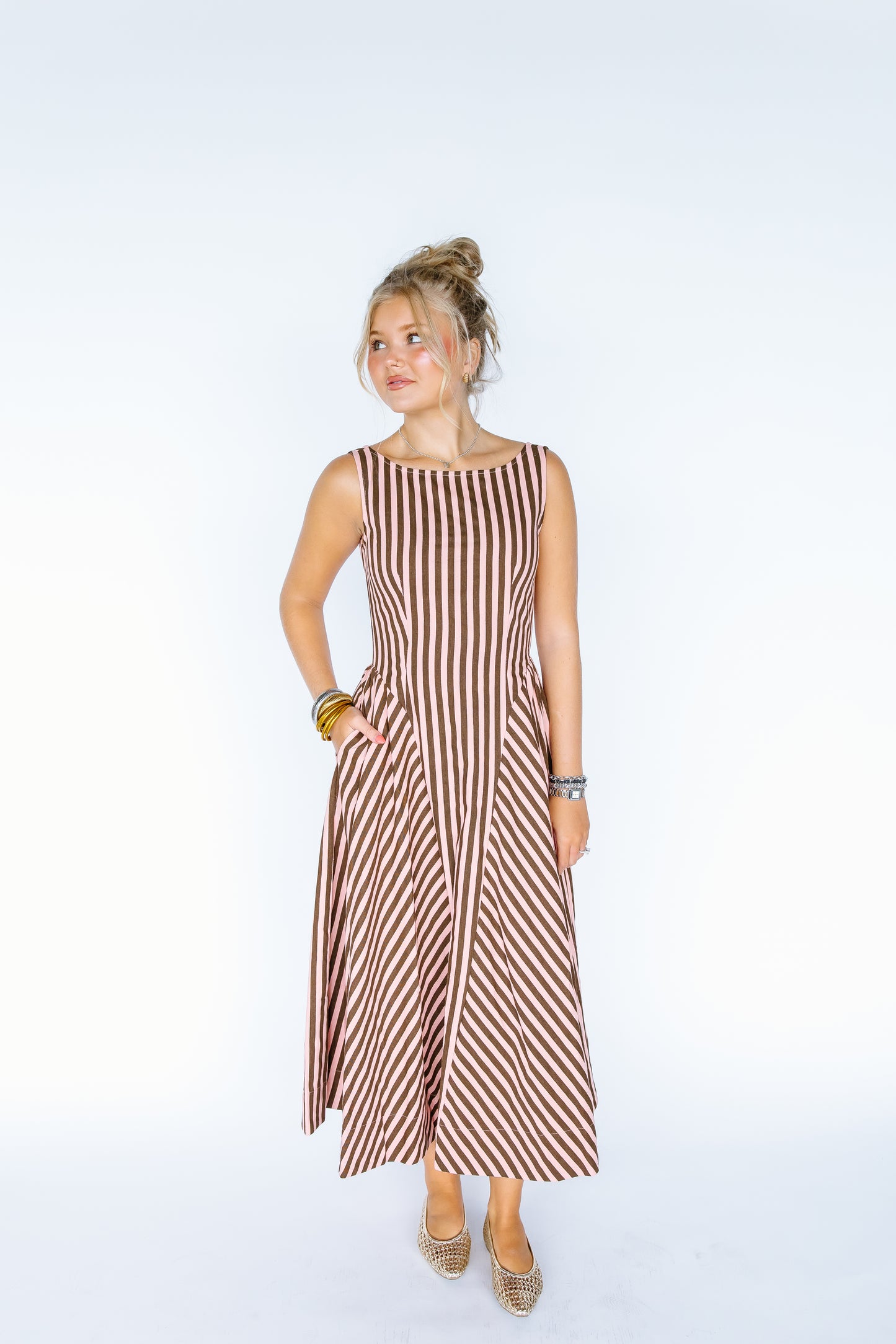 COCOA STRIPE MAXI DRESS