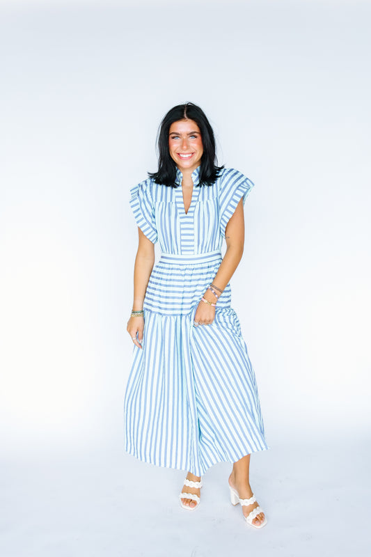 SHABANG STRIPE MIDI DRESS
