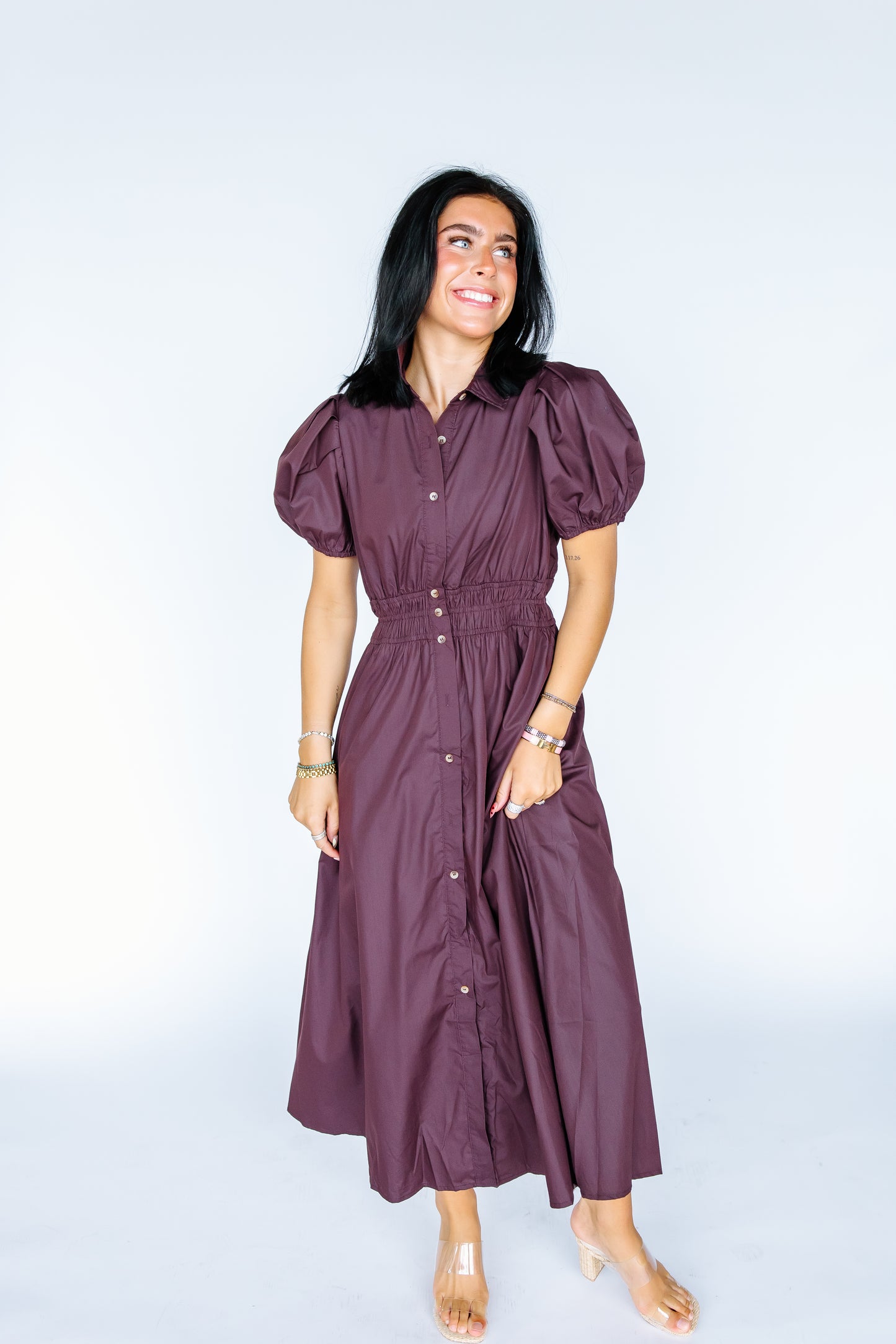 YOU KNOW CLASSIC BUTTON DOWN MIDI DRESS