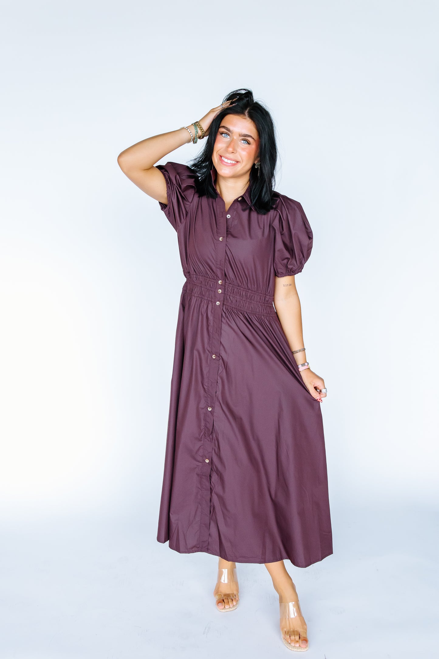 YOU KNOW CLASSIC BUTTON DOWN MIDI DRESS