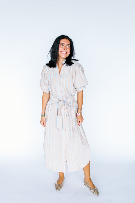 HEY NOW STRIPE MIDI DRESS