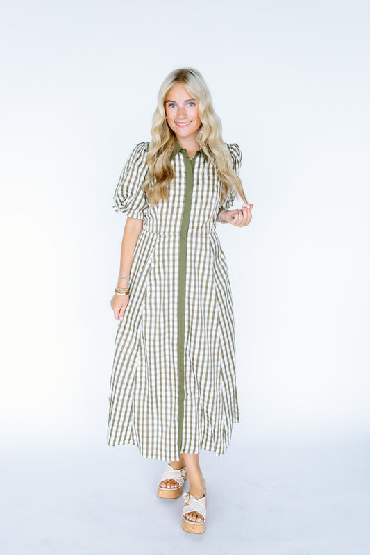 WHO IS GINGHAM MIDI DRESS