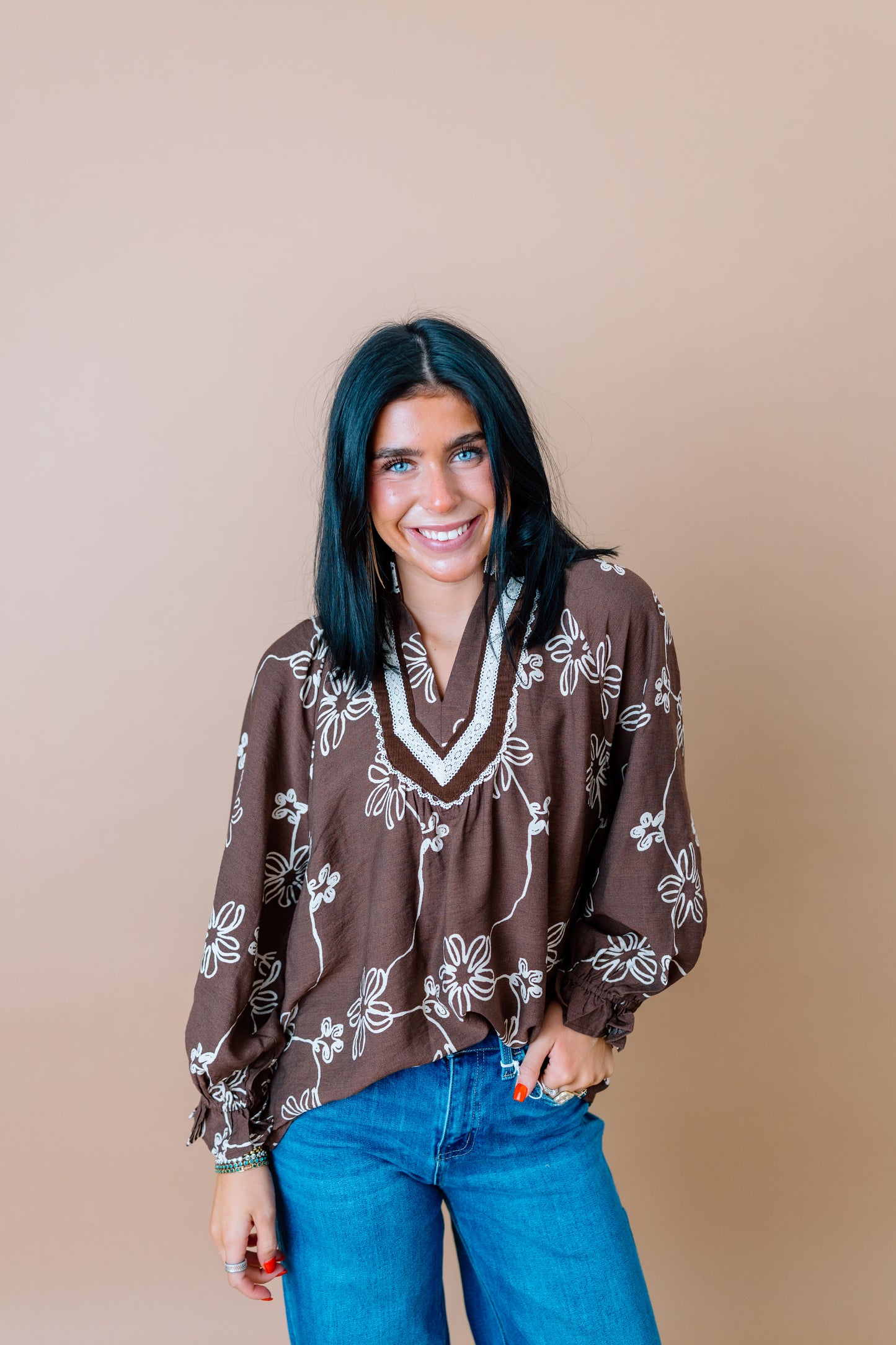 WALKING IN THE LEAVES FLORAL TOP
