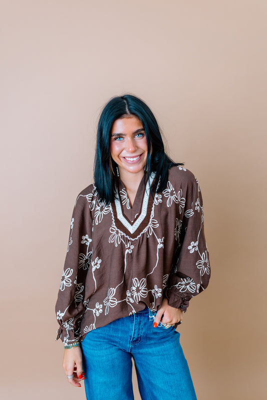 WALKING IN THE LEAVES FLORAL TOP