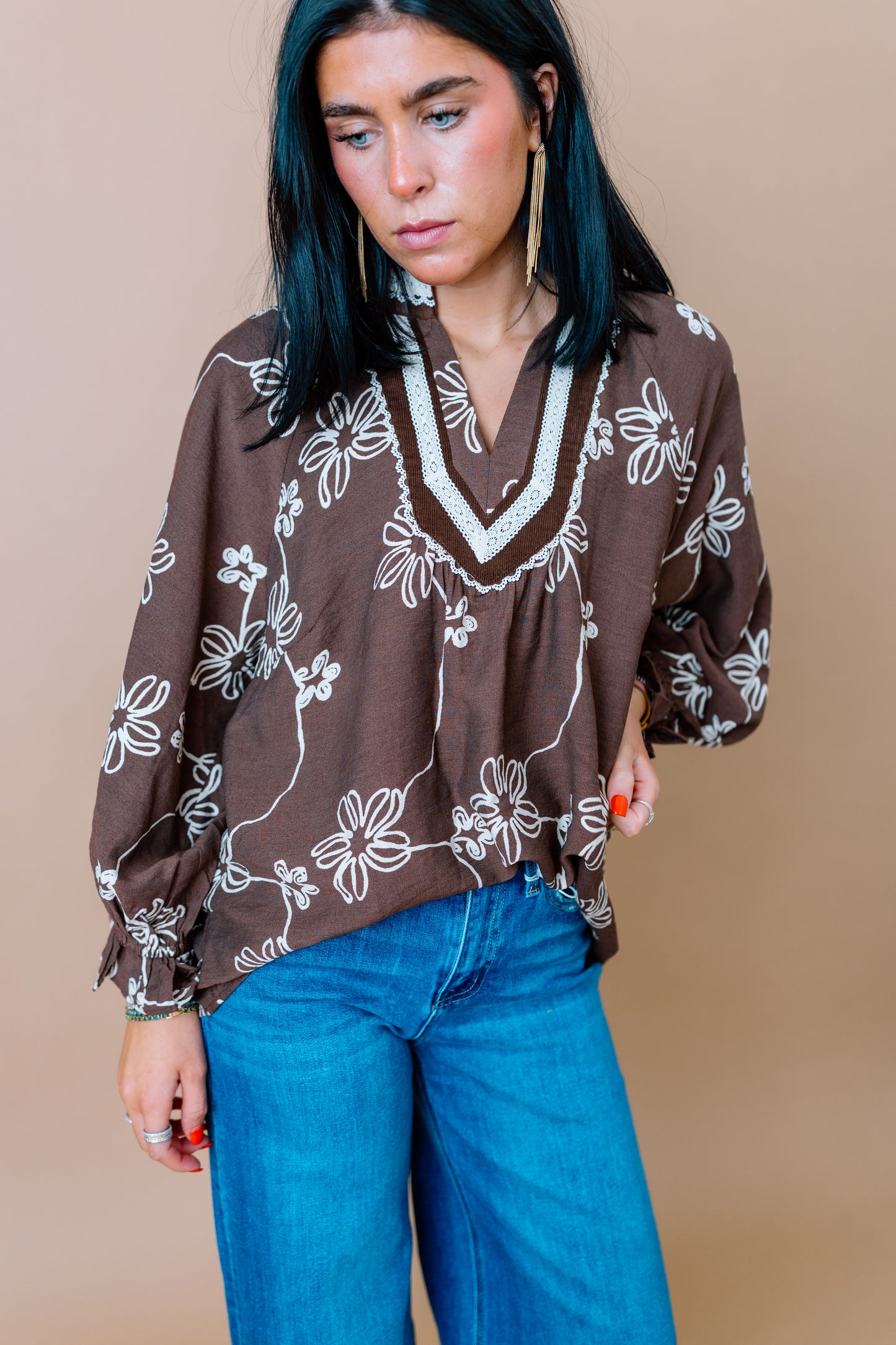 WALKING IN THE LEAVES FLORAL TOP