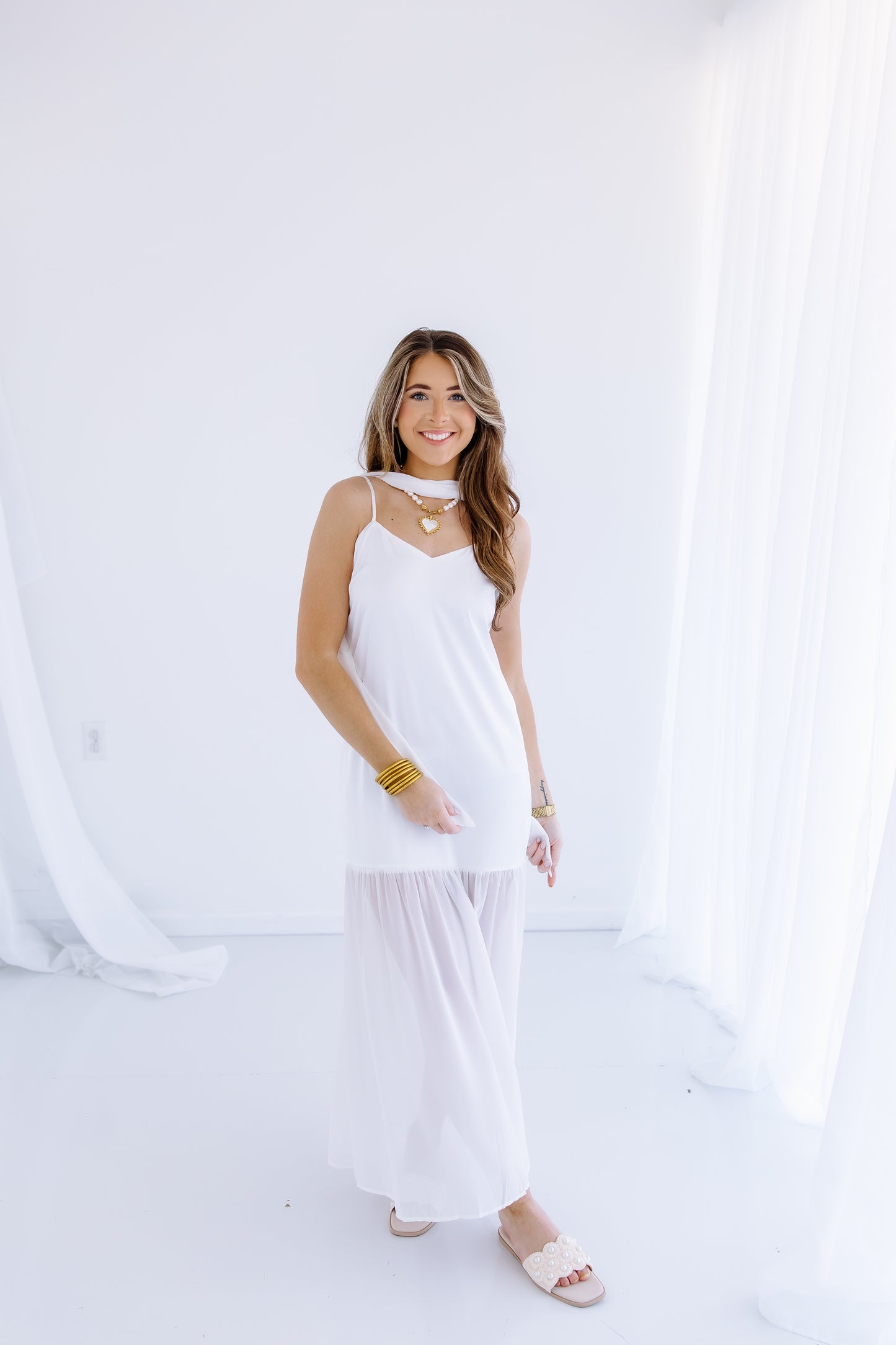 CHIFFON SCARF MAXI DRESS