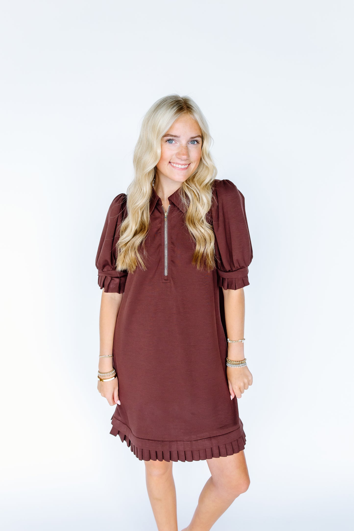ON THE GO RUFFLE MINI DRESS- 3 COLORS