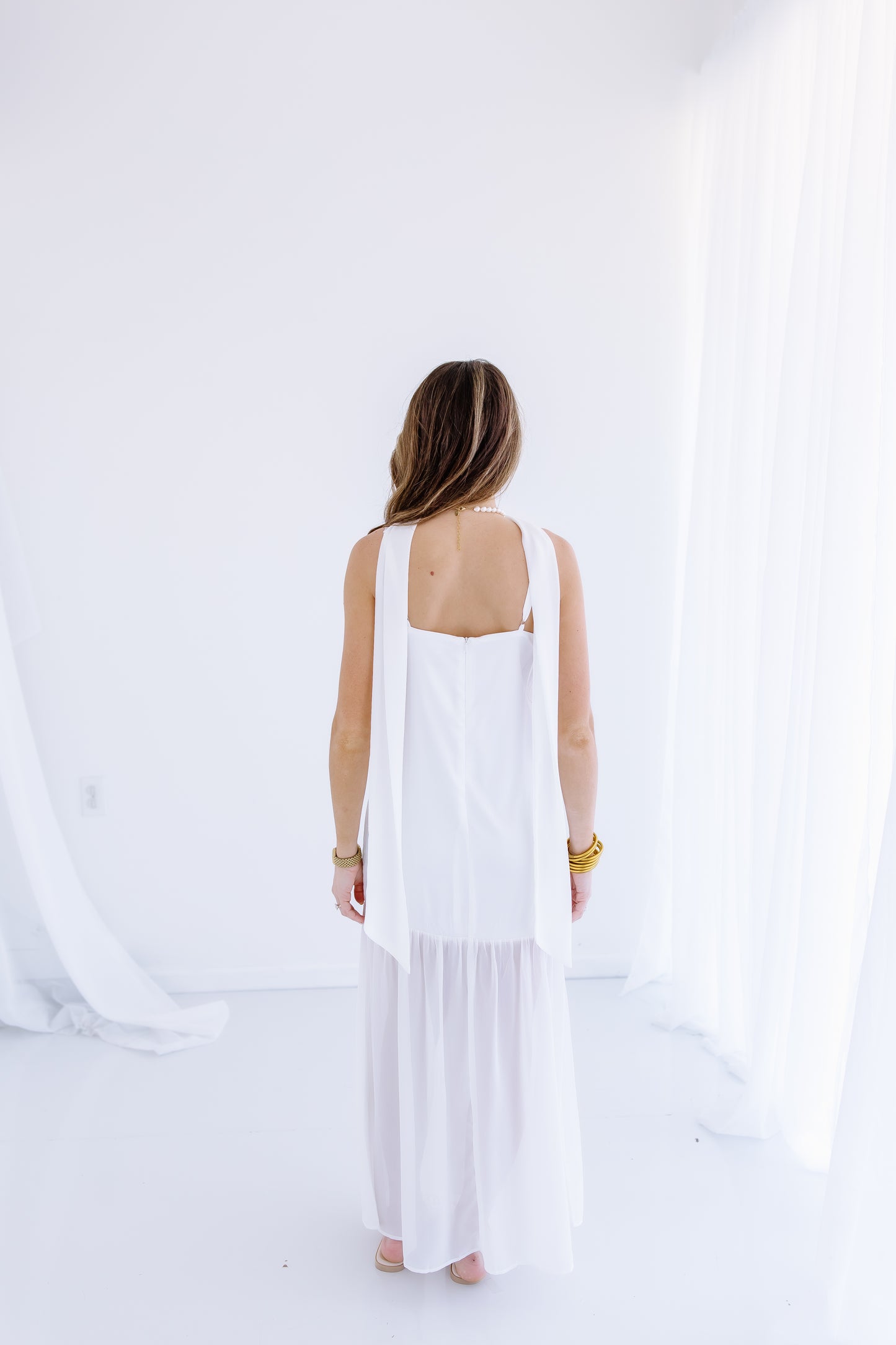 CHIFFON SCARF MAXI DRESS