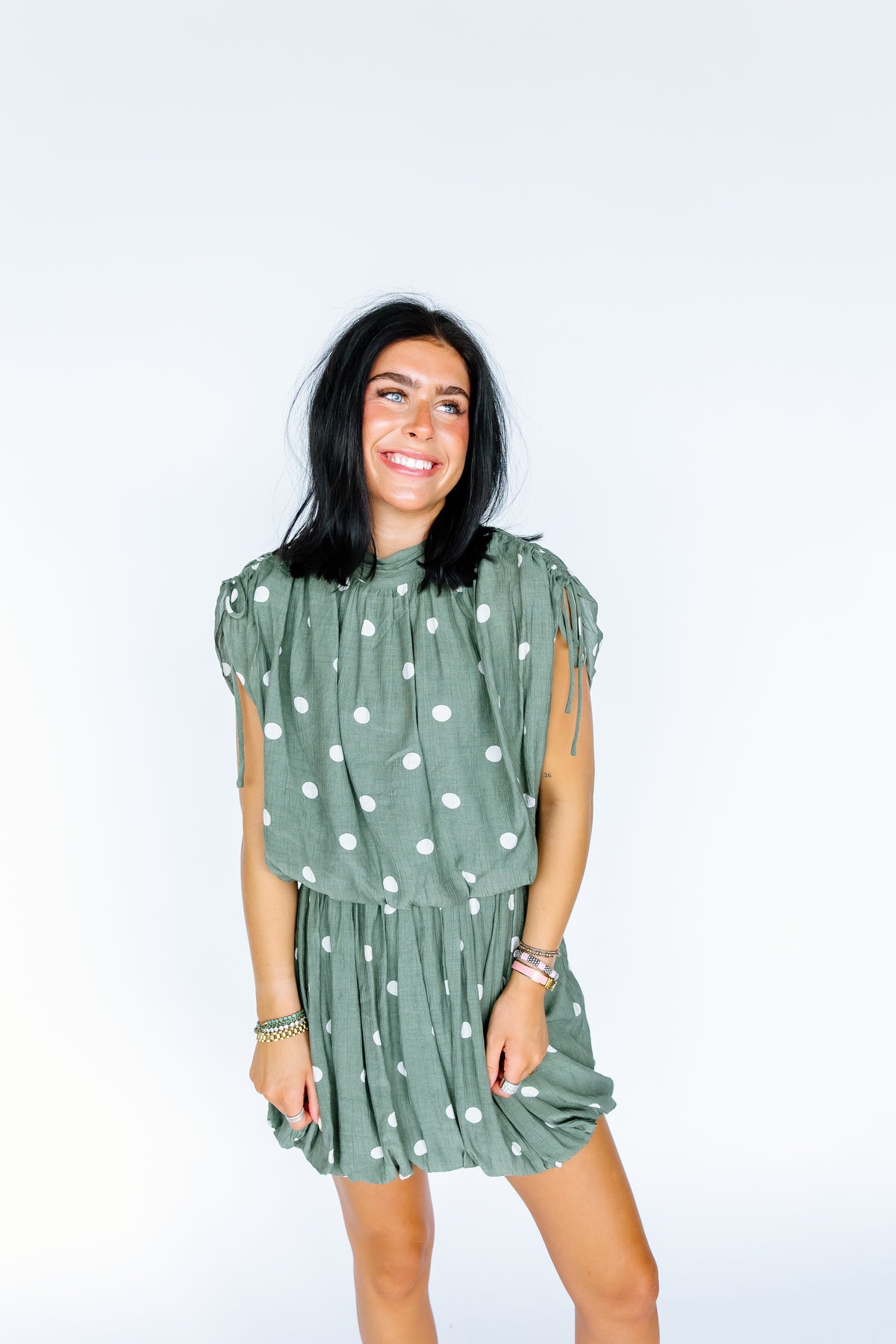 ALL THINGS CLASS POLKA DOT MINI DRESS
