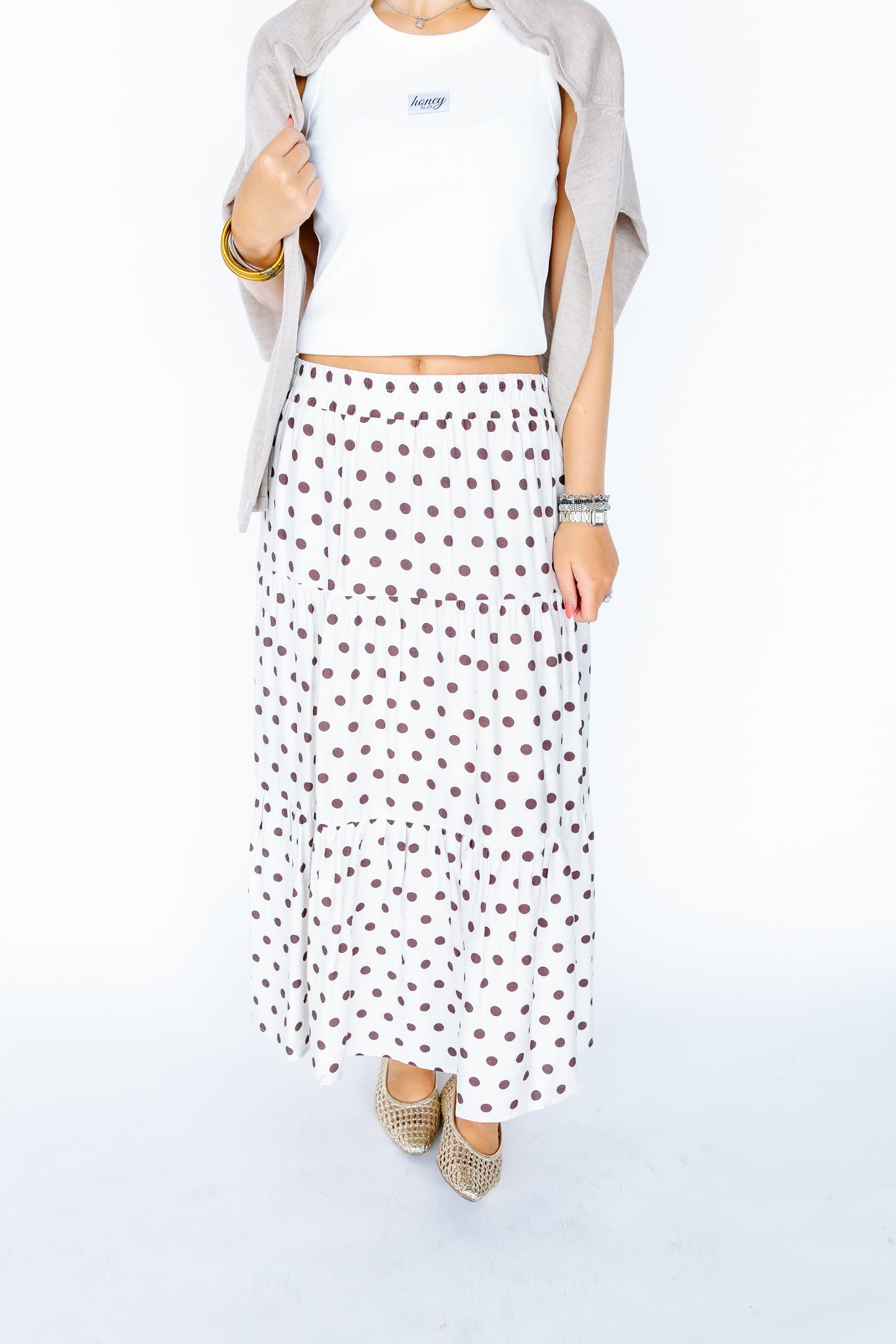 BEFORE YOU GO POLKA DOT SKIRT
