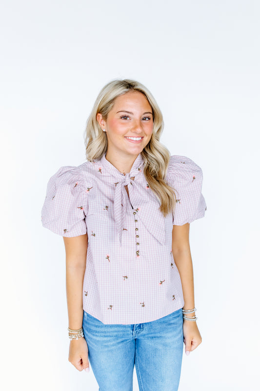 GLIMMER FLORAL TIE TOP