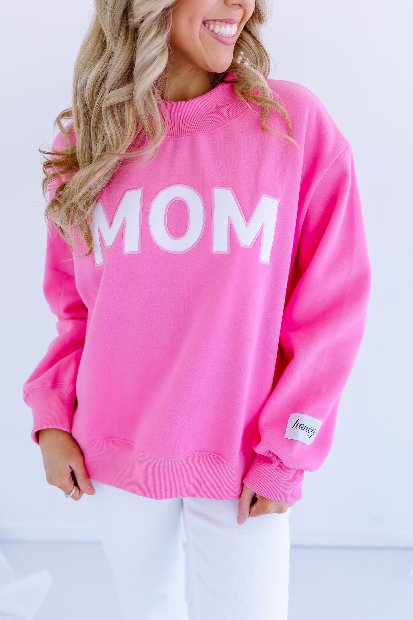 HONEY MOM EMBROIDERED MOCKNECKS