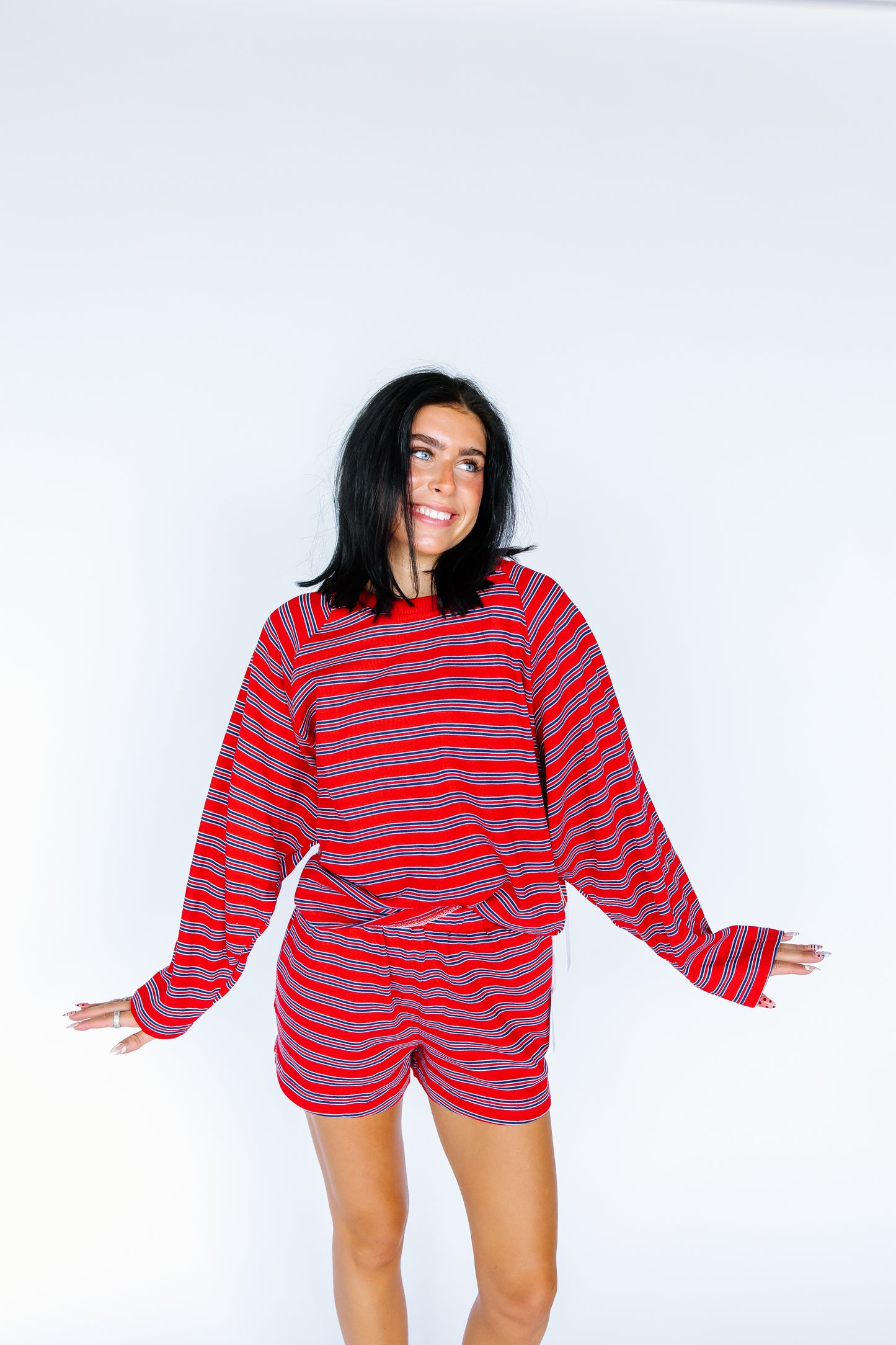 EMILIA RED AND NAVY STRIPE SET