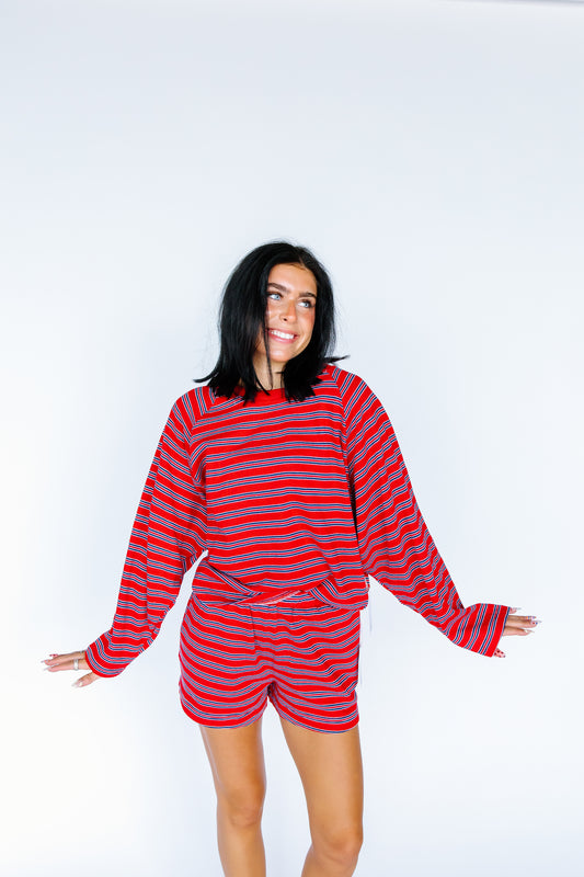 EMILIA RED AND NAVY STRIPE SET