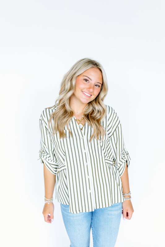 INTO WORK STRIPE TOP
