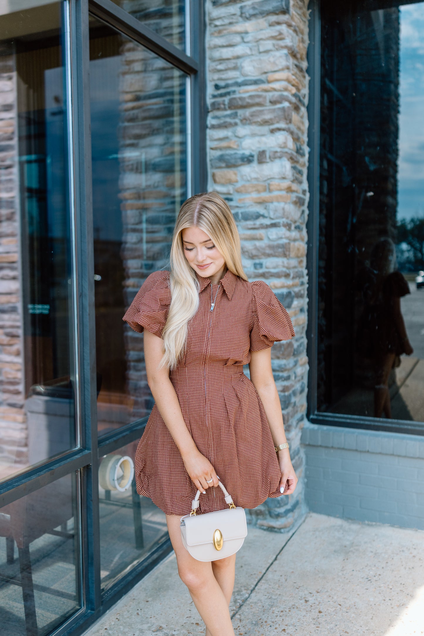 JANEY GINGHAM MINI DRESS