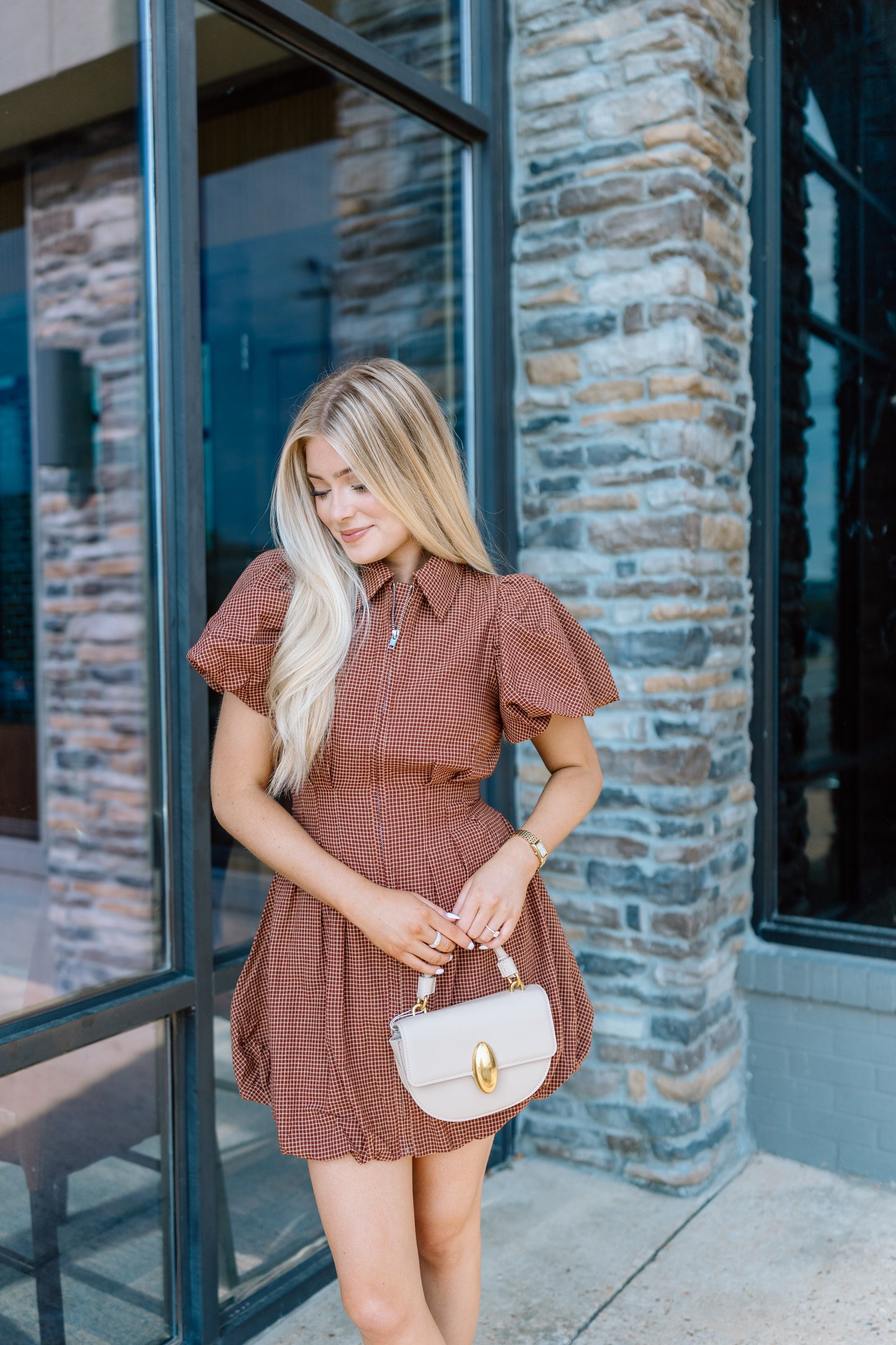 JANEY GINGHAM MINI DRESS