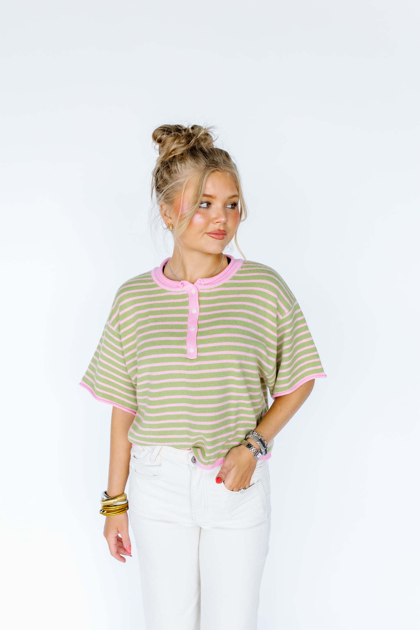 NEED SOME COLOR STRIPE SWEATER