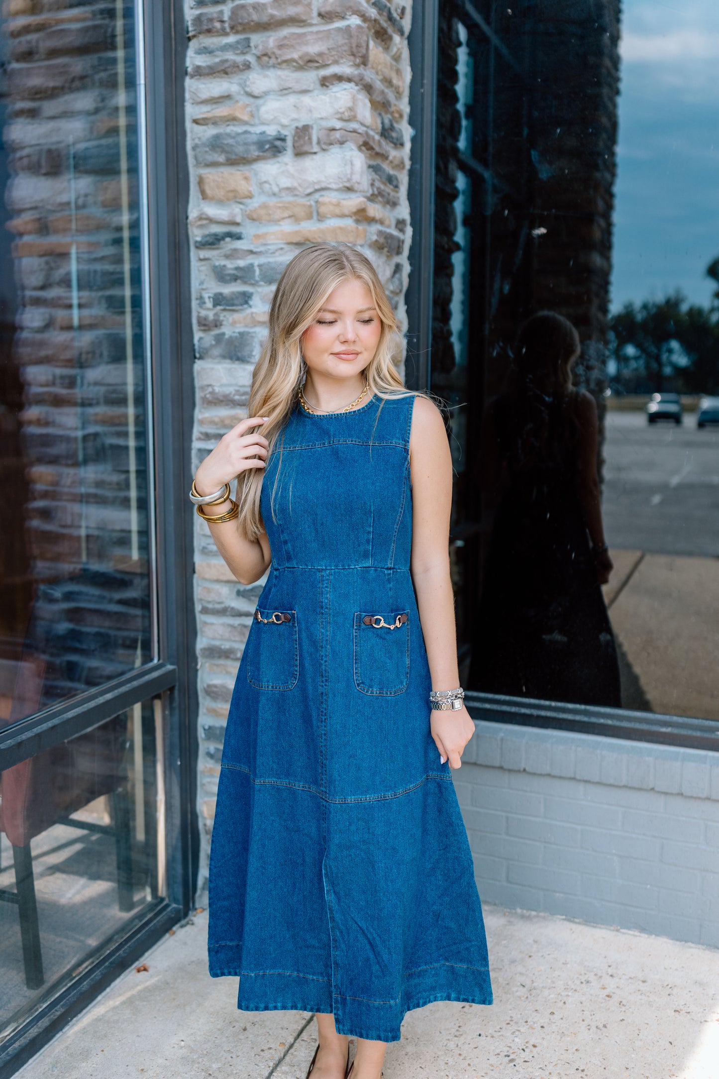 NOT LOST DENIM MIDI DRESS