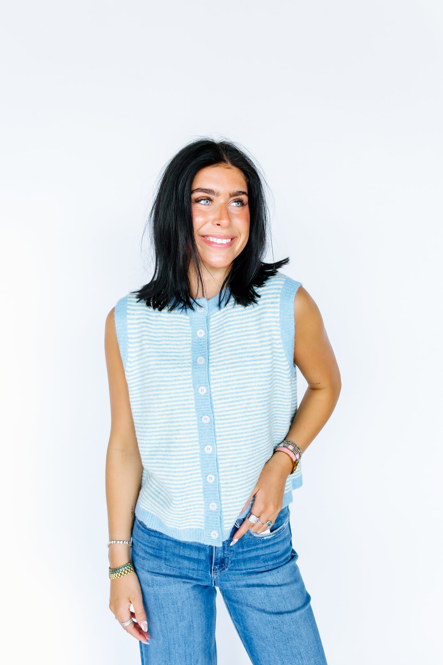 SOMETIMES STRIPES VEST SWEATER