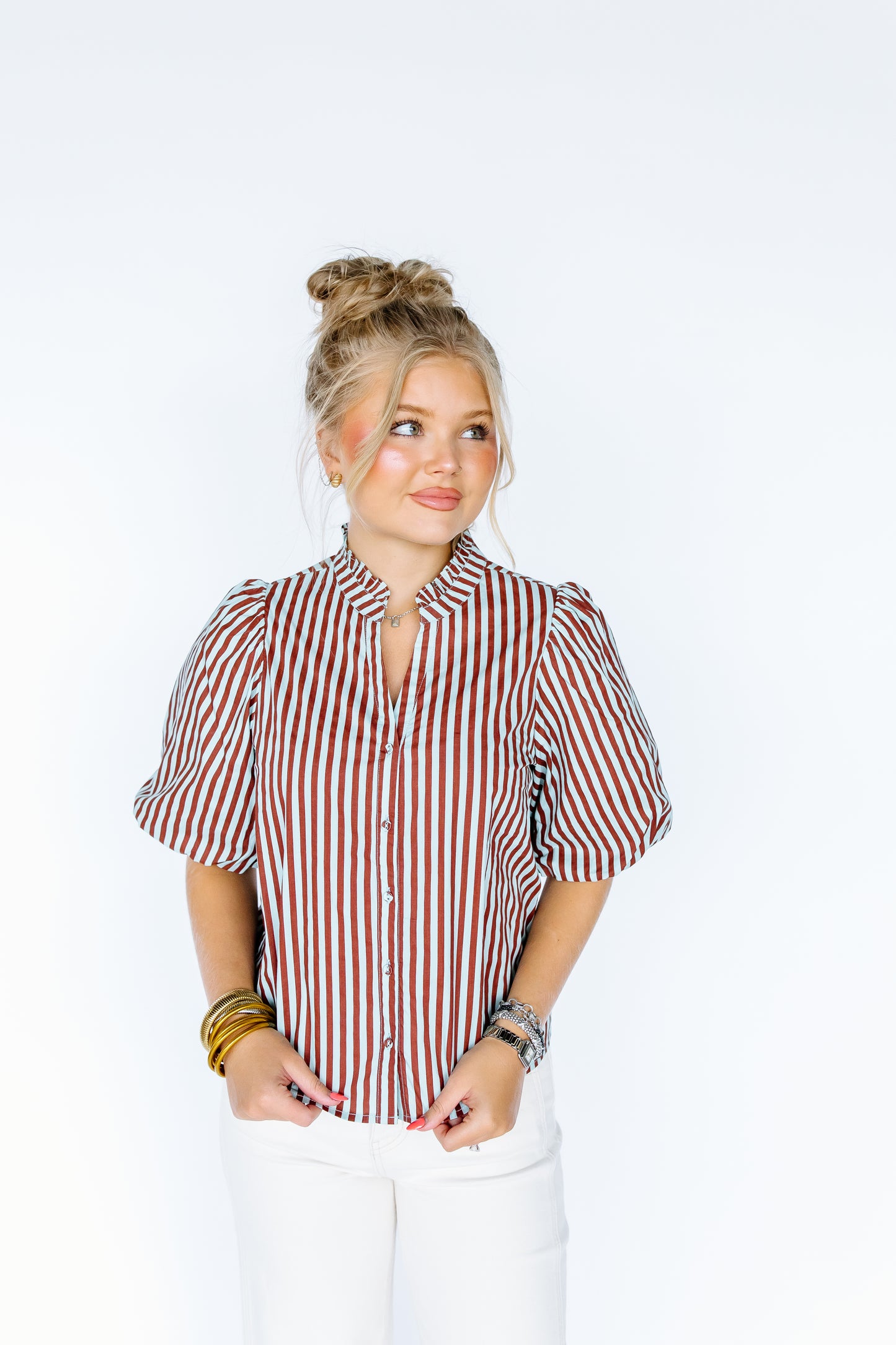 NO HARD FEELINGS STRIPE TOP