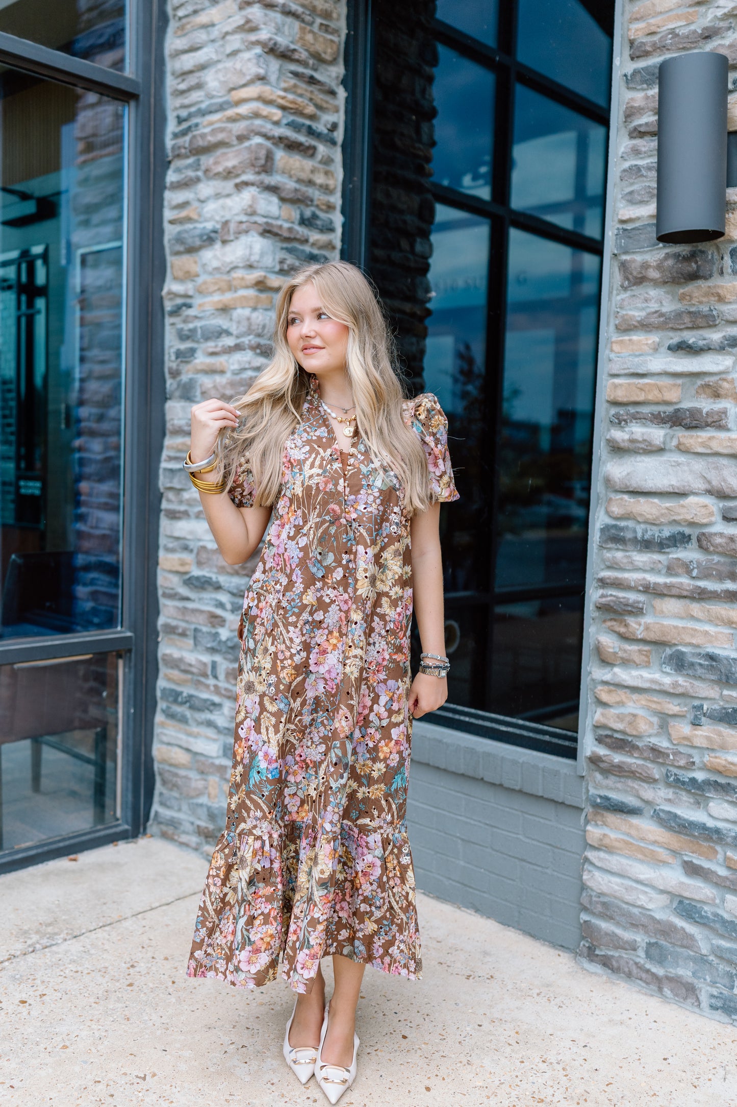JUST TO THINK FLORAL MIDI DRESS