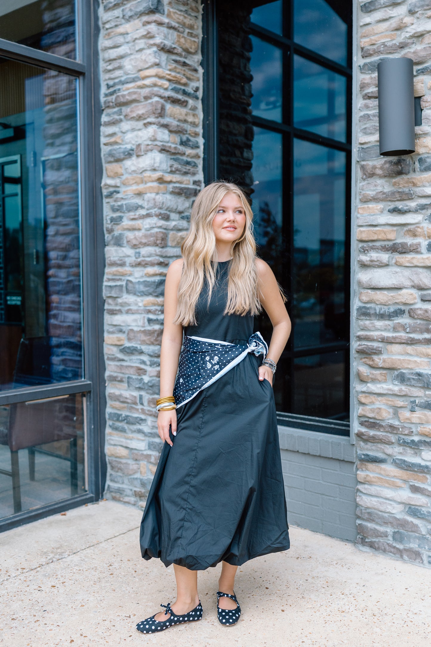 NEVER LEAVING SCARF MIDI DRESS