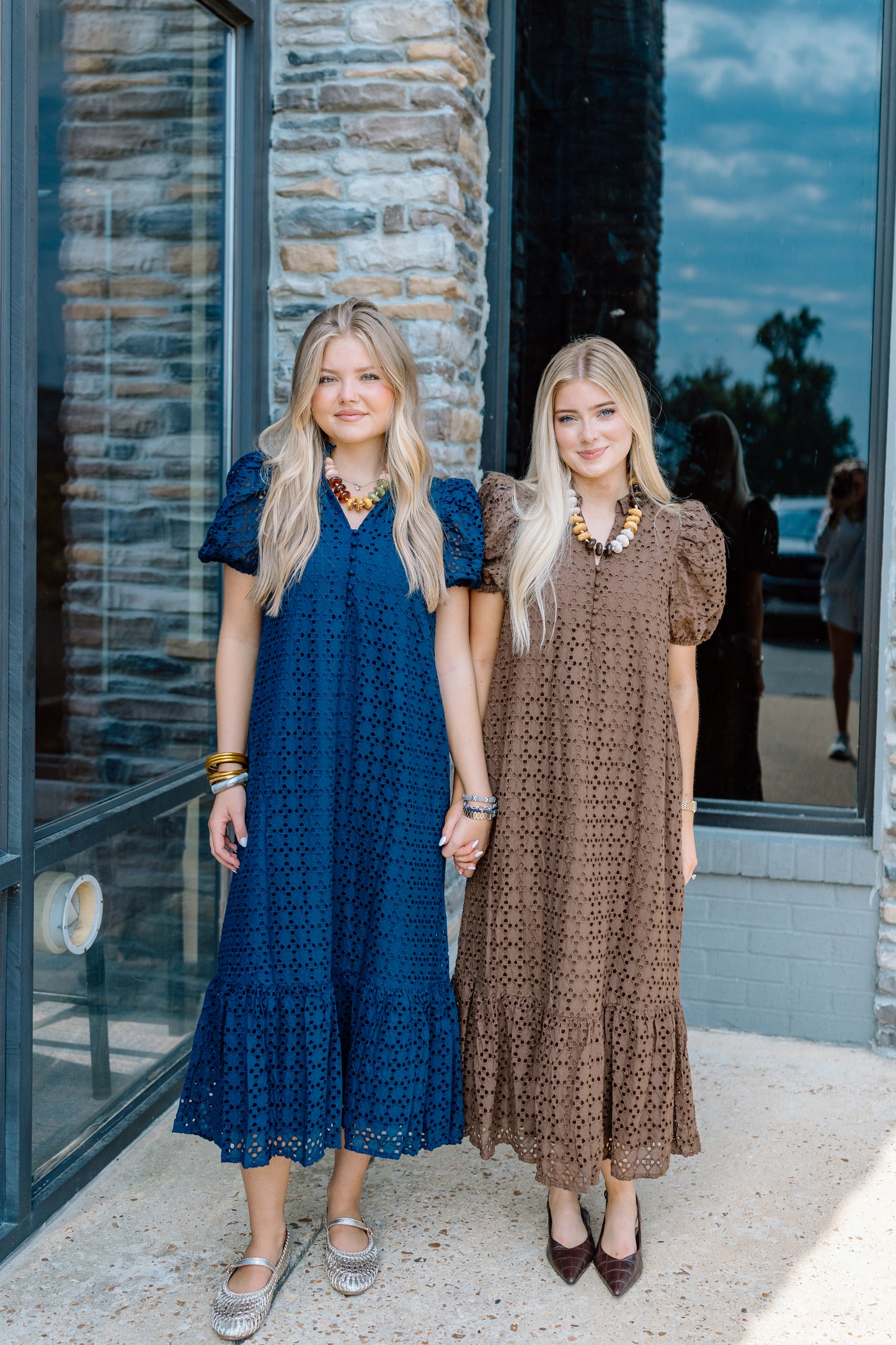 HOW GREAT EYELET MIDI DRESS