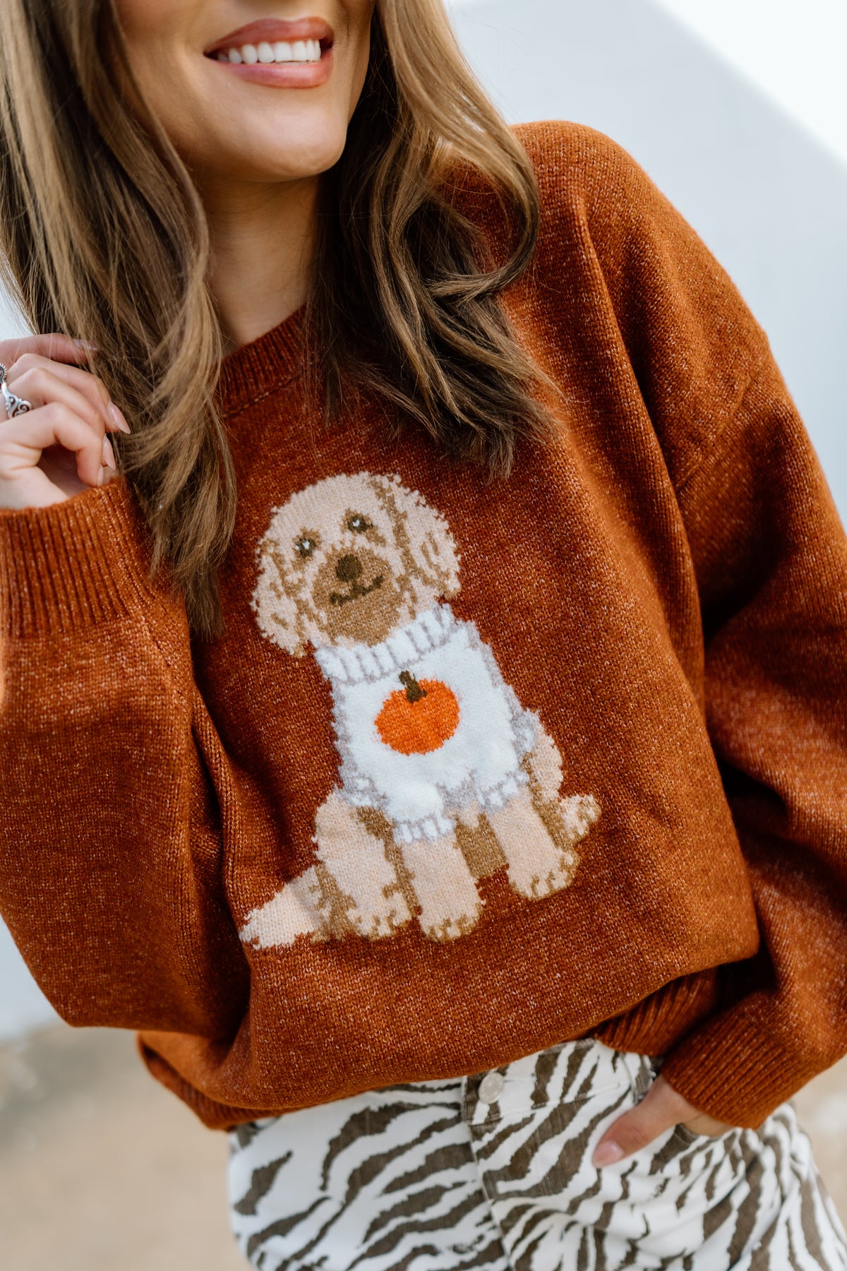 PUMPKIN DOODLE SWEATER TOP