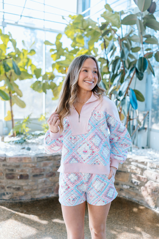 PASTEL QUILTED SHORTS SET