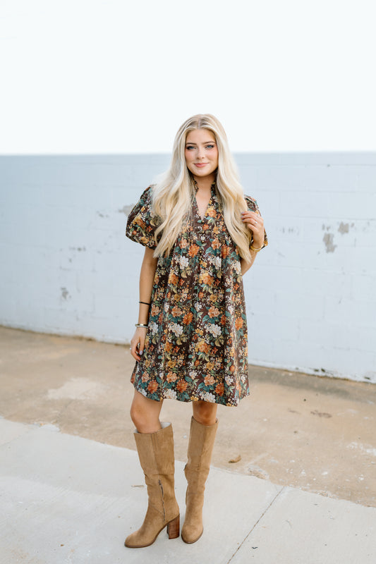 BE WISE FLORAL MINI DRESS