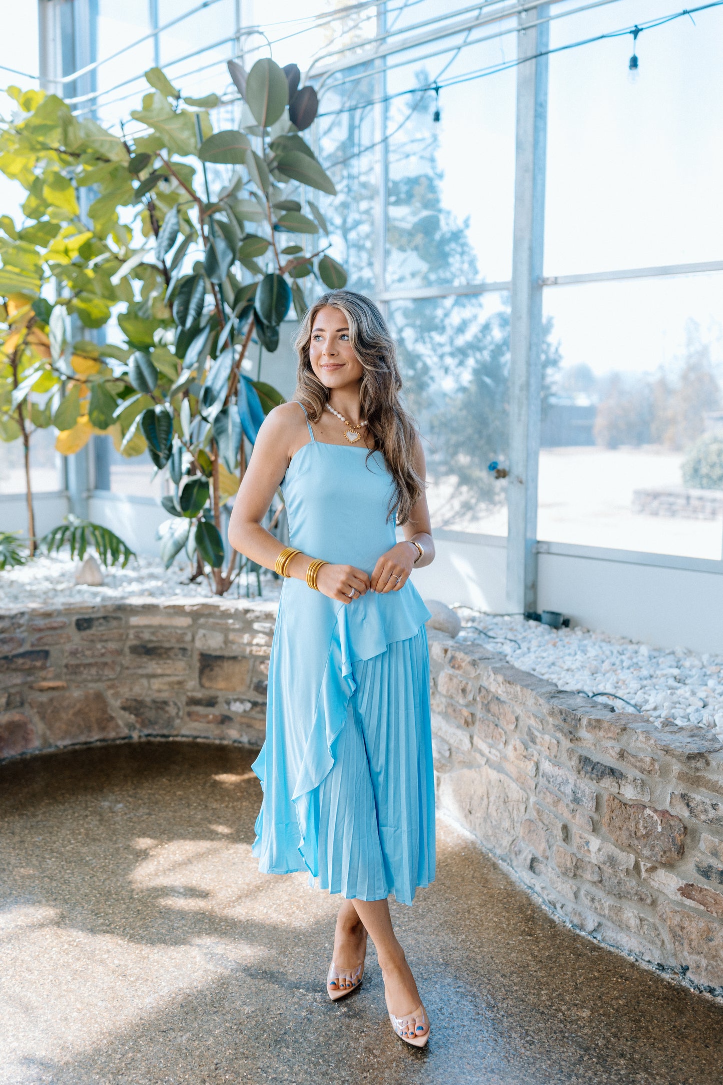 PLEATED BOTTOM MIDI DRESS