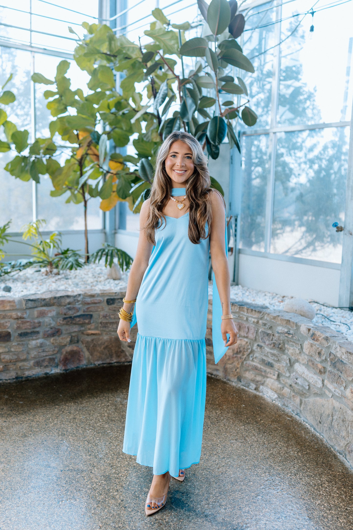 CHIFFON SCARF MAXI DRESS